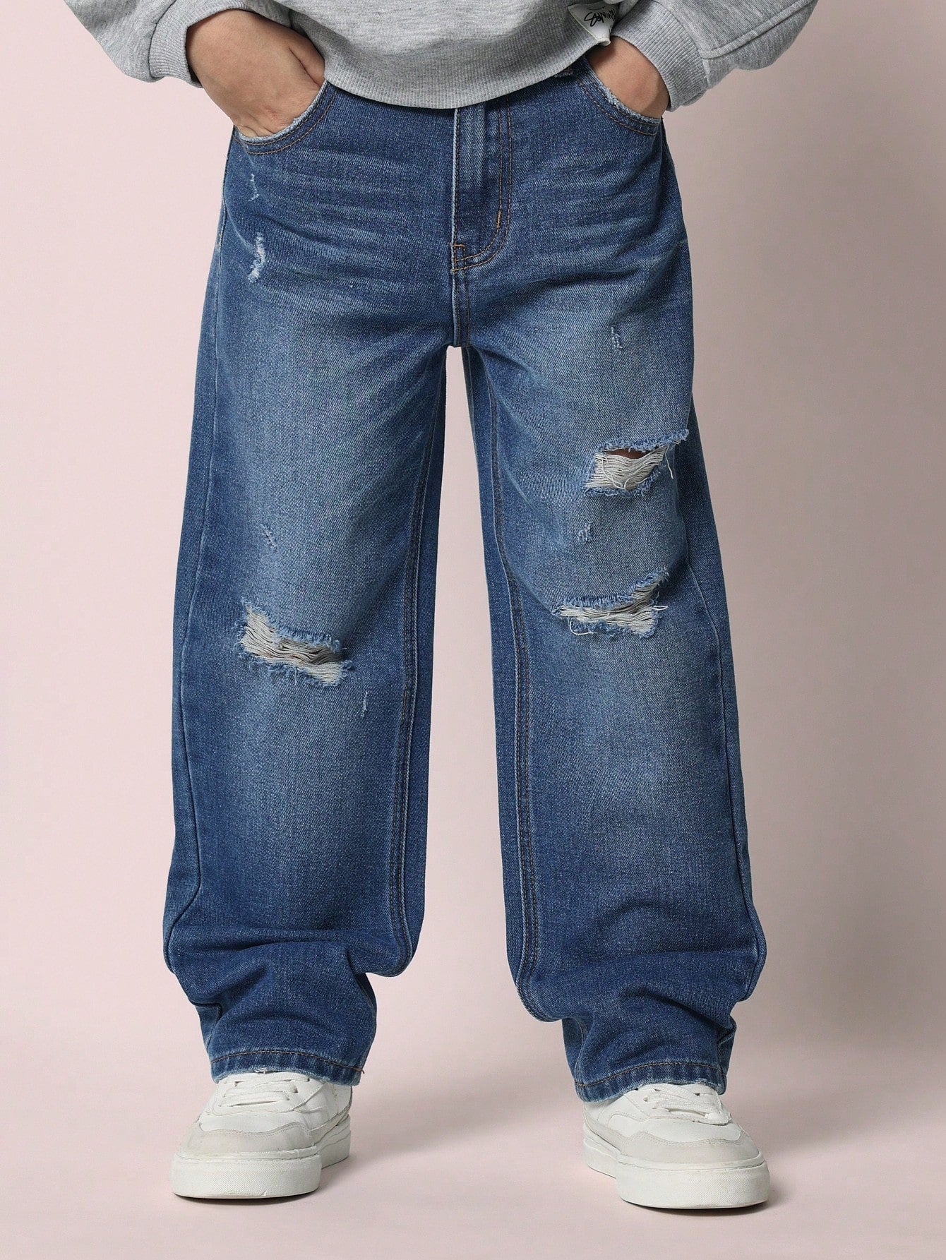 Tween Boys Boys Relaxed Baggy Fit Authentic Wash Distressed Jean