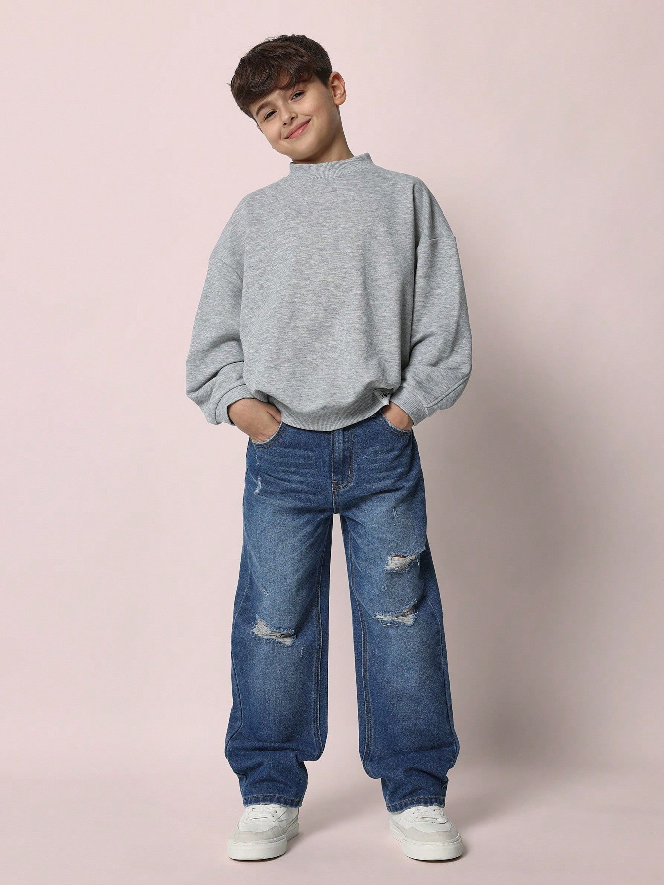 Tween Boys Boys Relaxed Baggy Fit Authentic Wash Distressed Jean