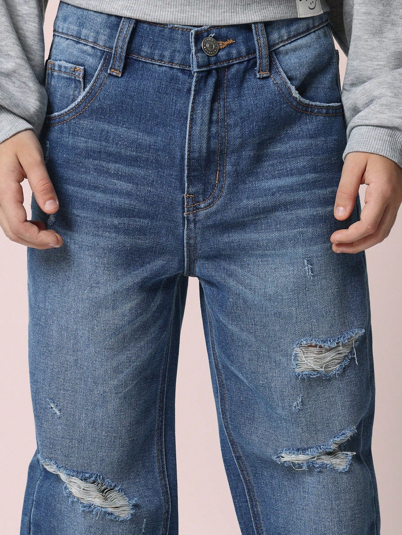 Tween Boys Boys Relaxed Baggy Fit Authentic Wash Distressed Jean