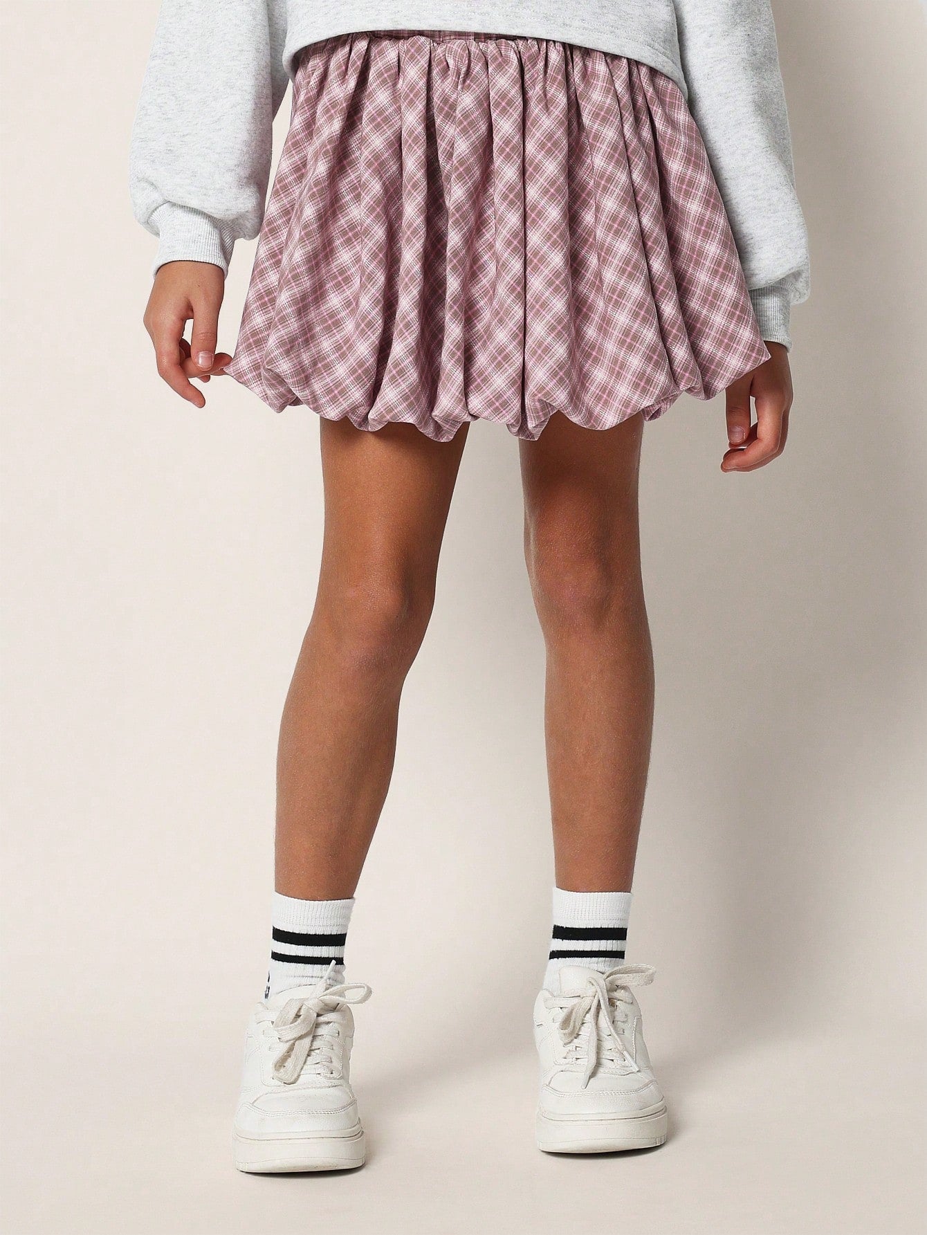 Tween Girls Relaxed Check Puff Ball Skirt