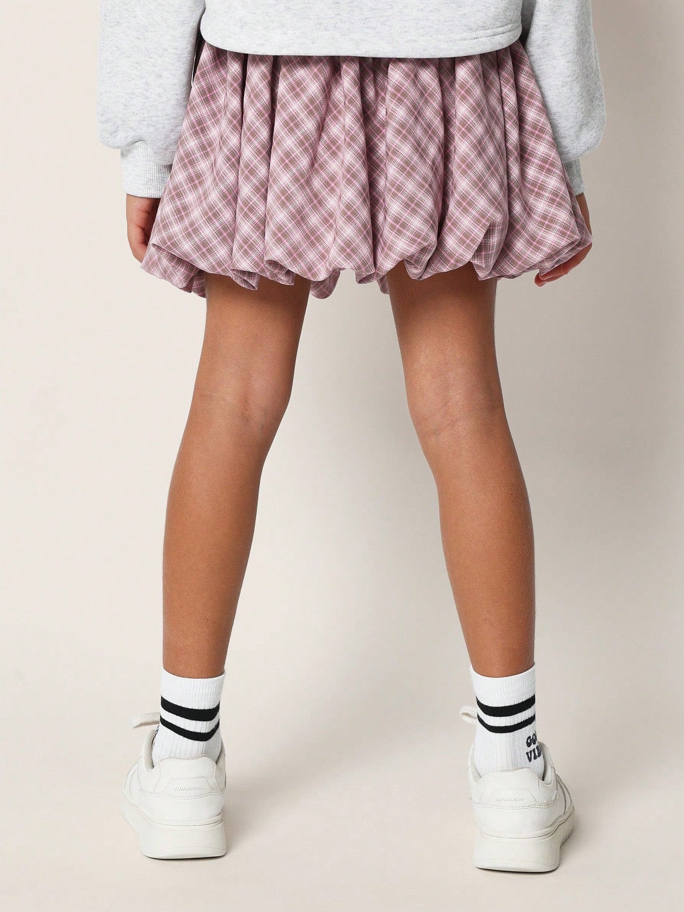 Tween Girls Relaxed Check Puff Ball Skirt