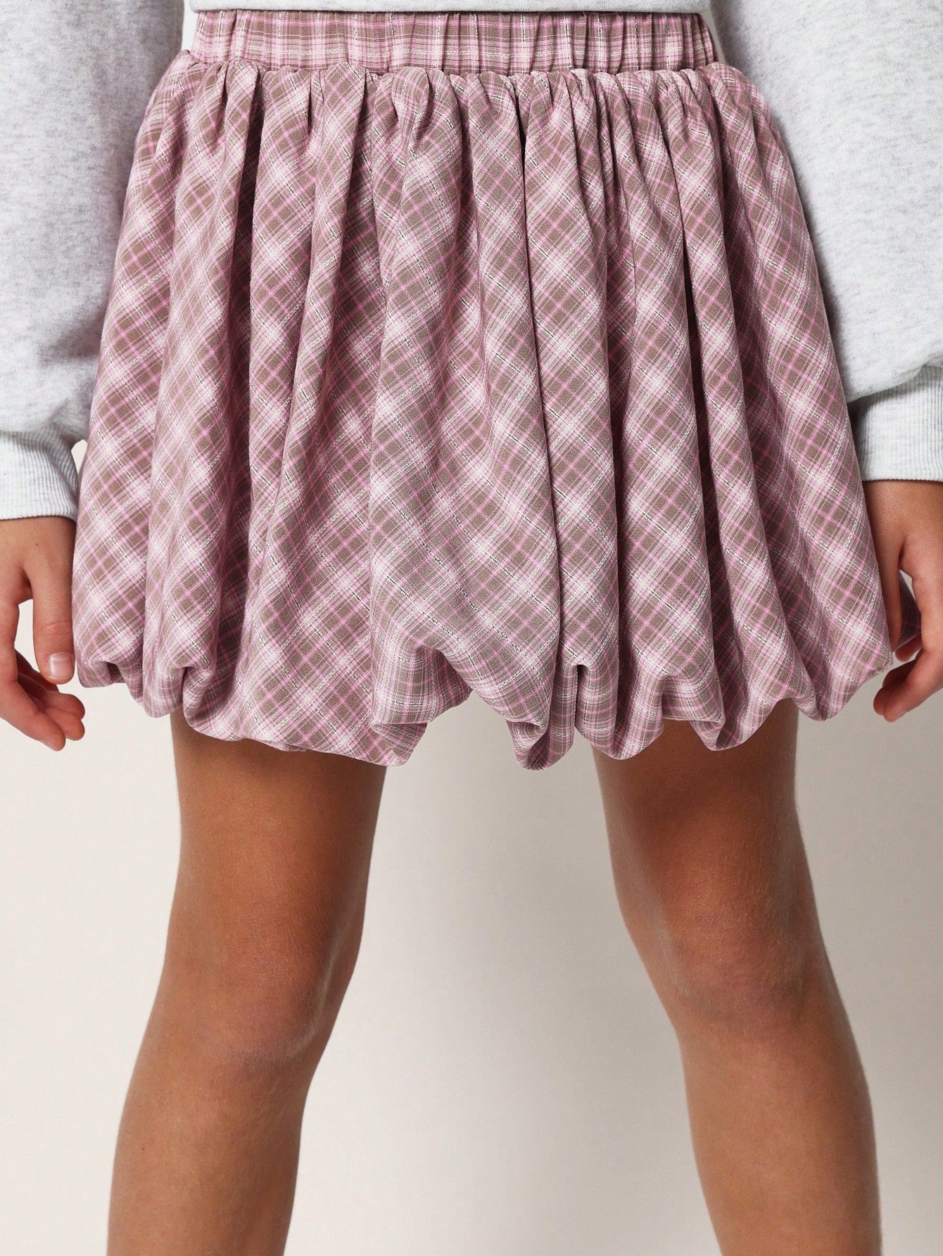 Tween Girls Relaxed Check Puff Ball Skirt