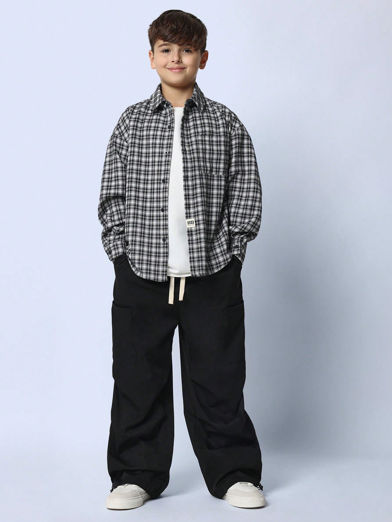 Tween Boys Relaxed Long Sleeve Check Shirt With Pocket