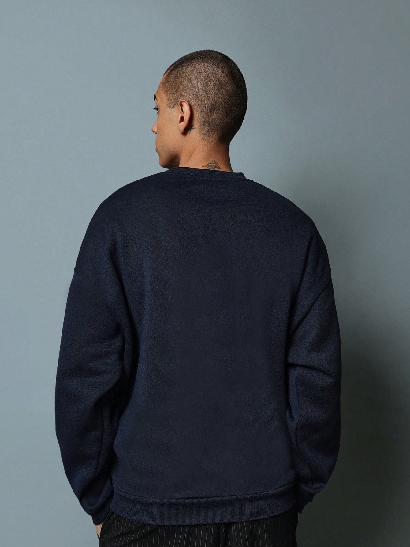 Regular Fit Crew Neck Sweatshirt With Side Pockets