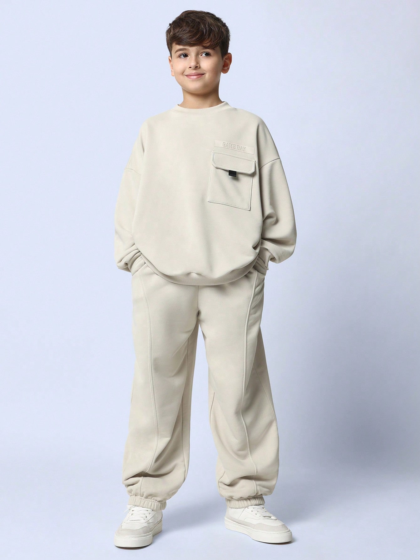 Tween Boys Relaxed Regular Fit Utility Sweatshirt And Jogger With Piping 2 Piece Set