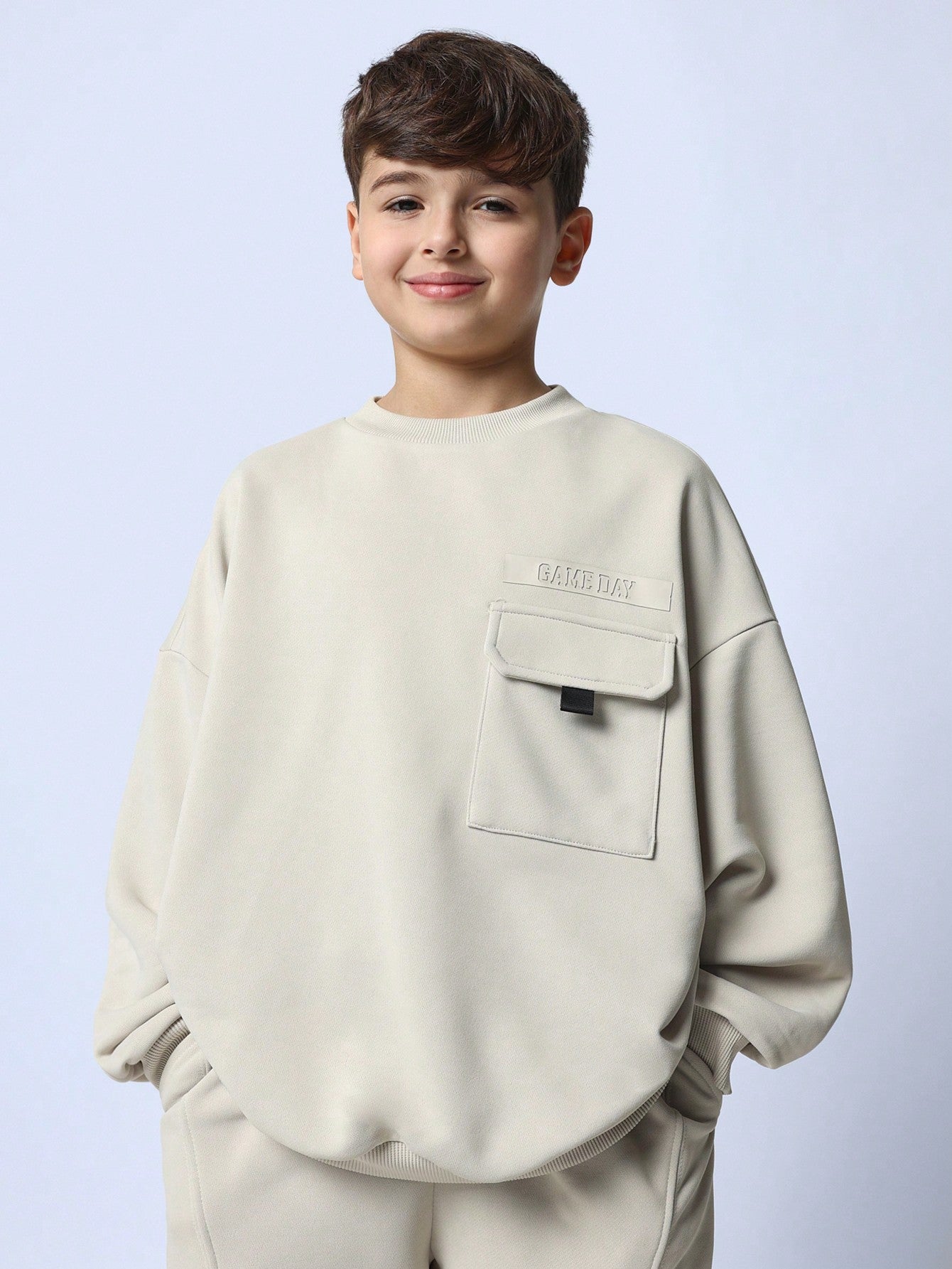 Tween Boys Relaxed Regular Fit Utility Sweatshirt And Jogger With Piping 2 Piece Set