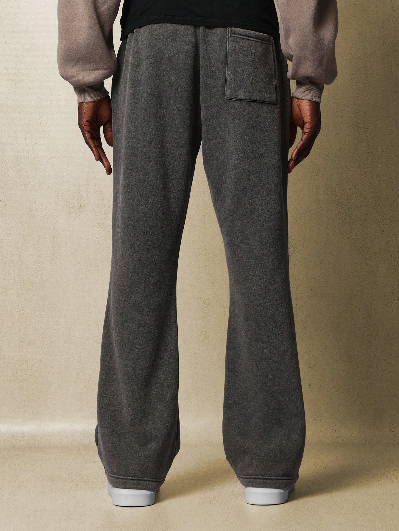 Washed Pull On Flare Fit Sweatpants With Small Graphic Print