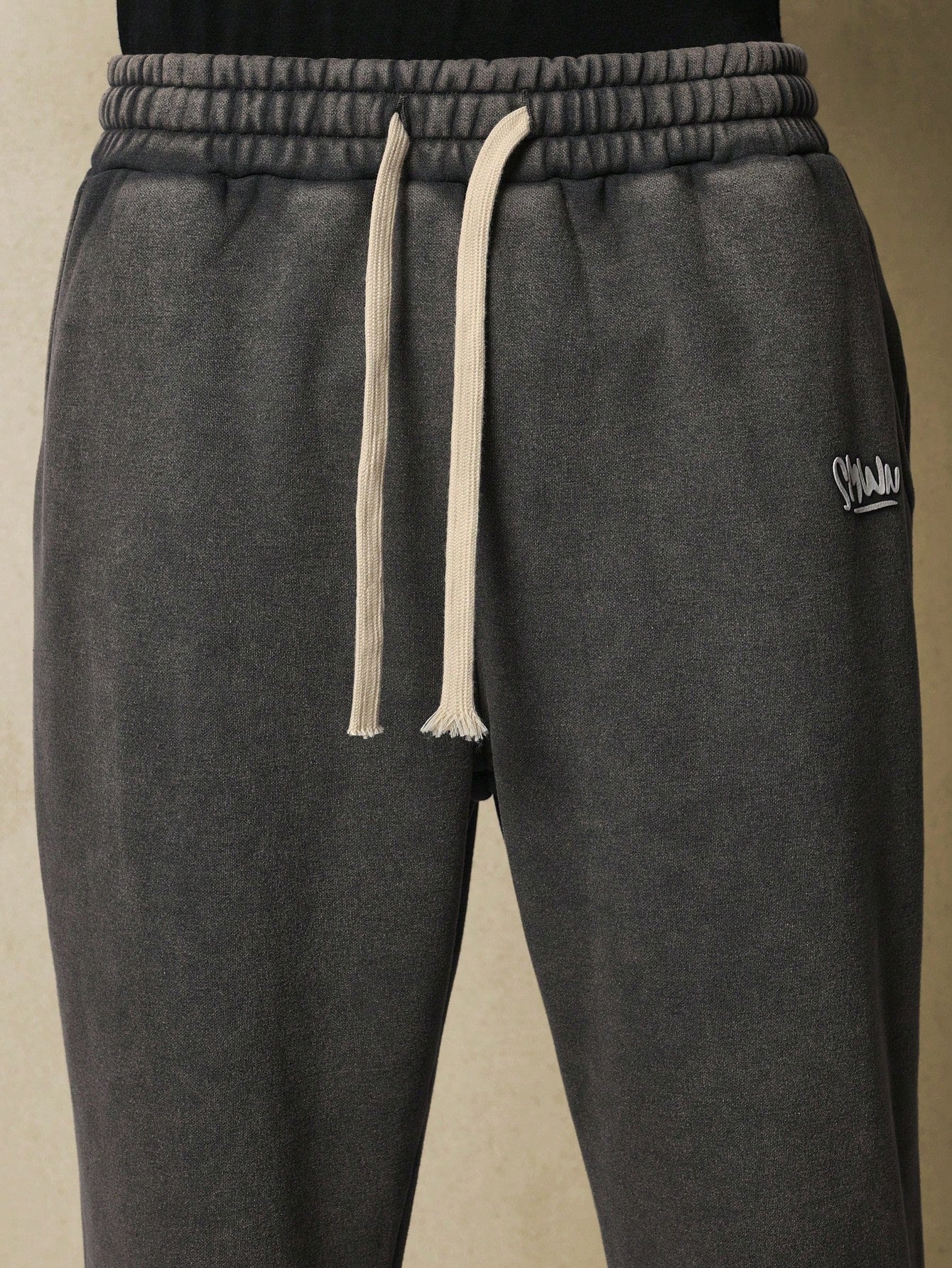 Washed Pull On Flare Fit Sweatpants With Small Graphic Print