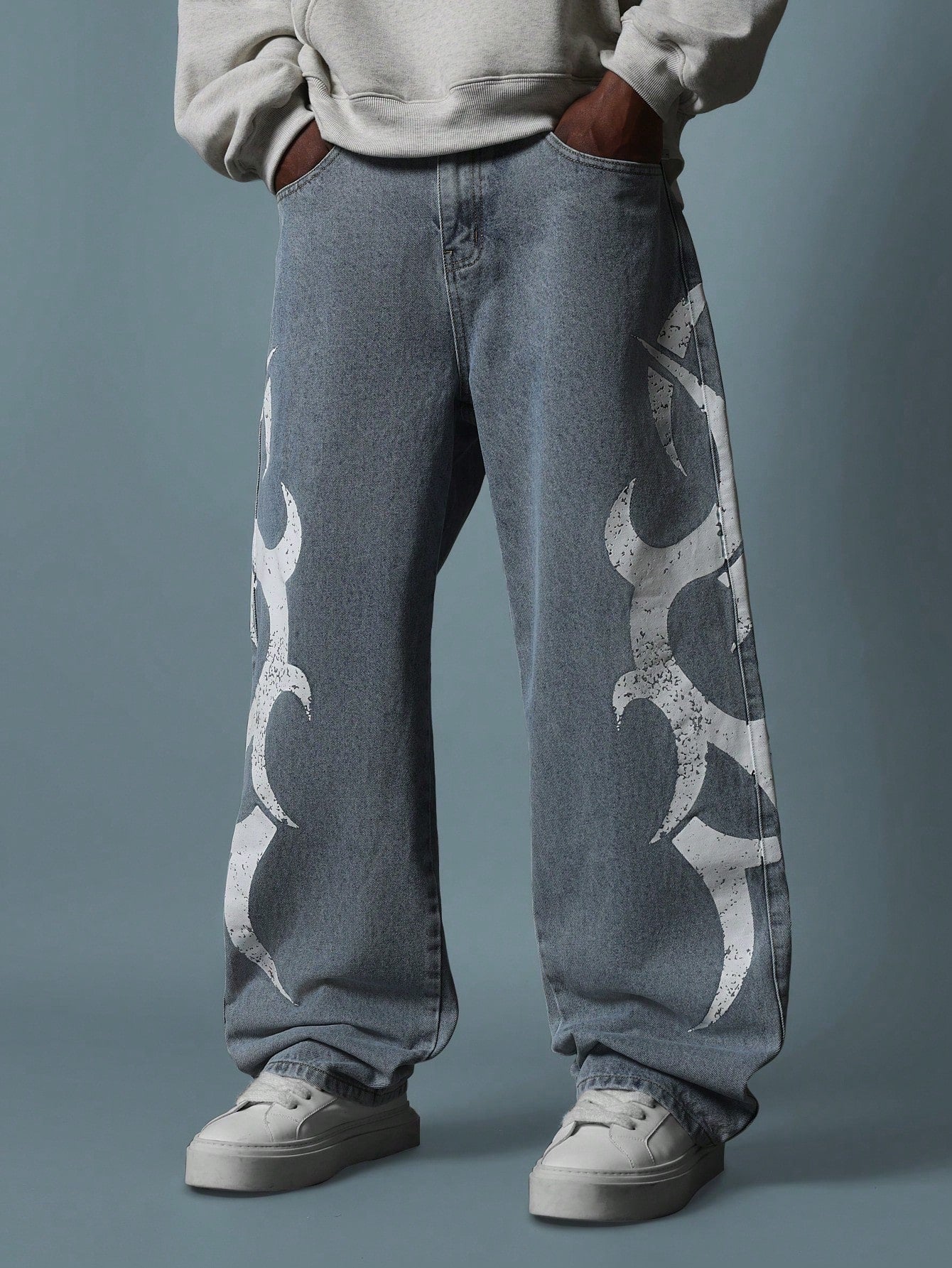 Washed Loose Fit Jean With Graphic Print