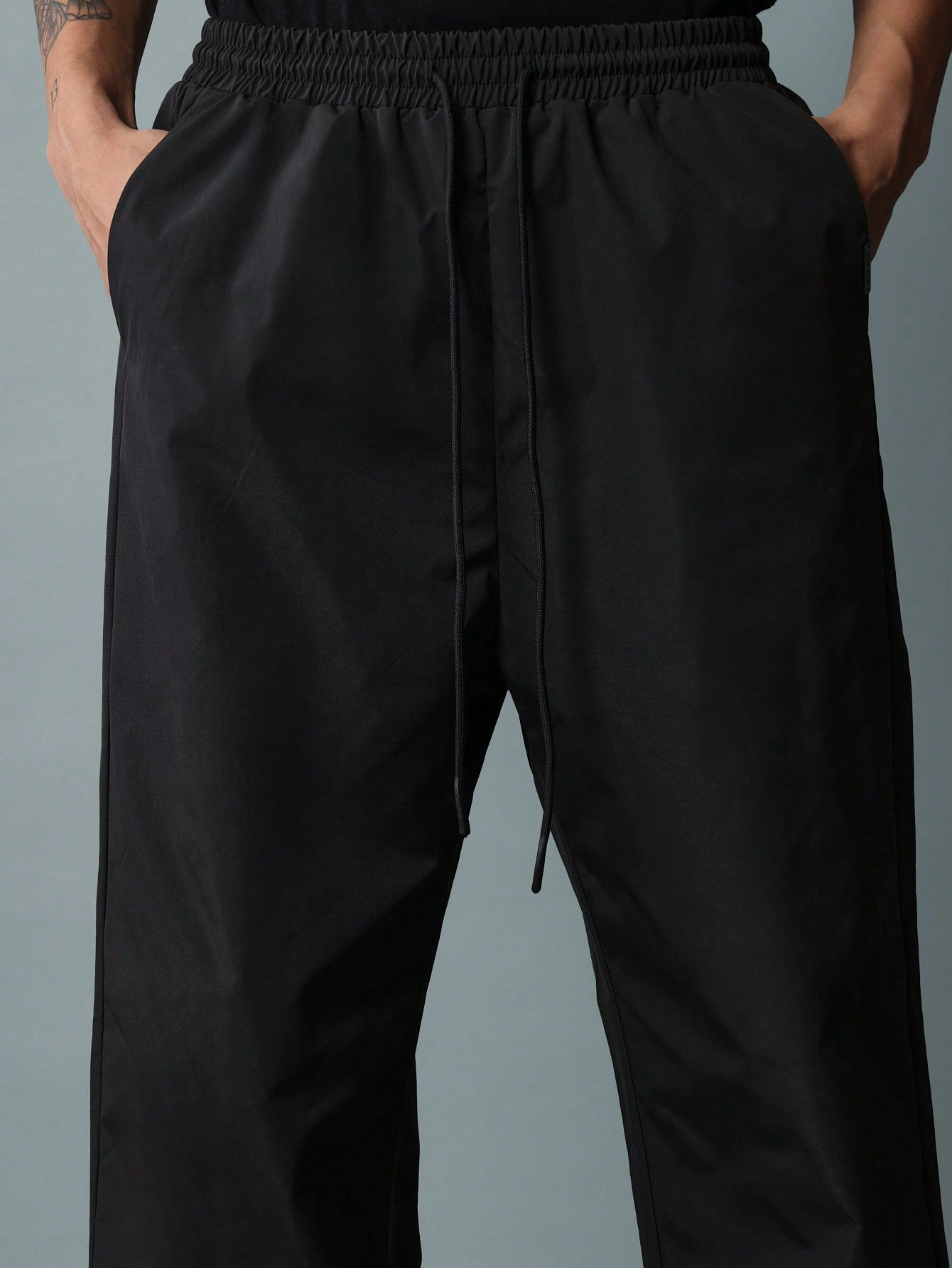 Drop Crotch Nylon Pant With Drawstrings