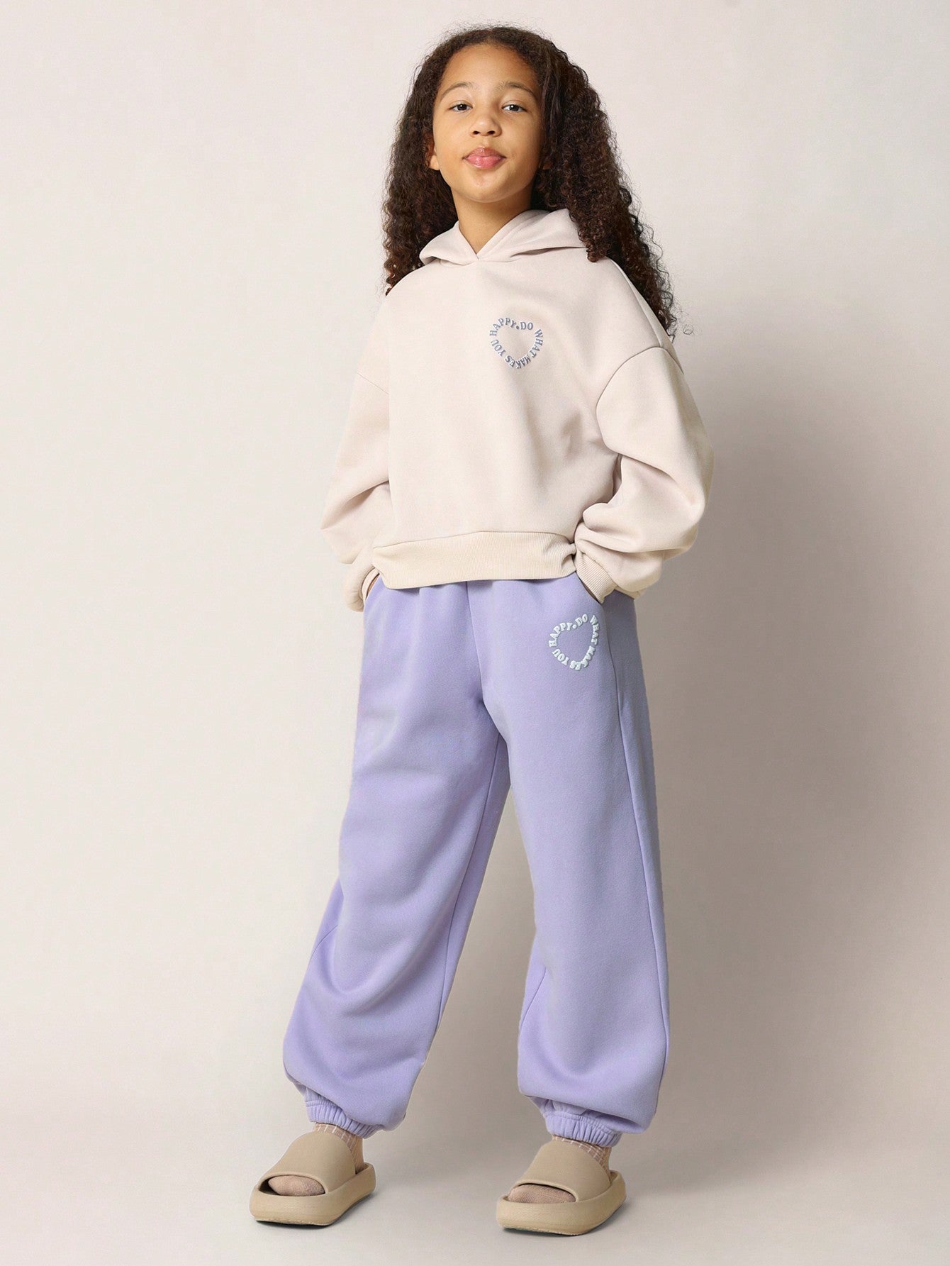 Tween Girls Comfy Regular Fit Do What Makes You Happy Sweatshirt And Jogger 2 Piece Set