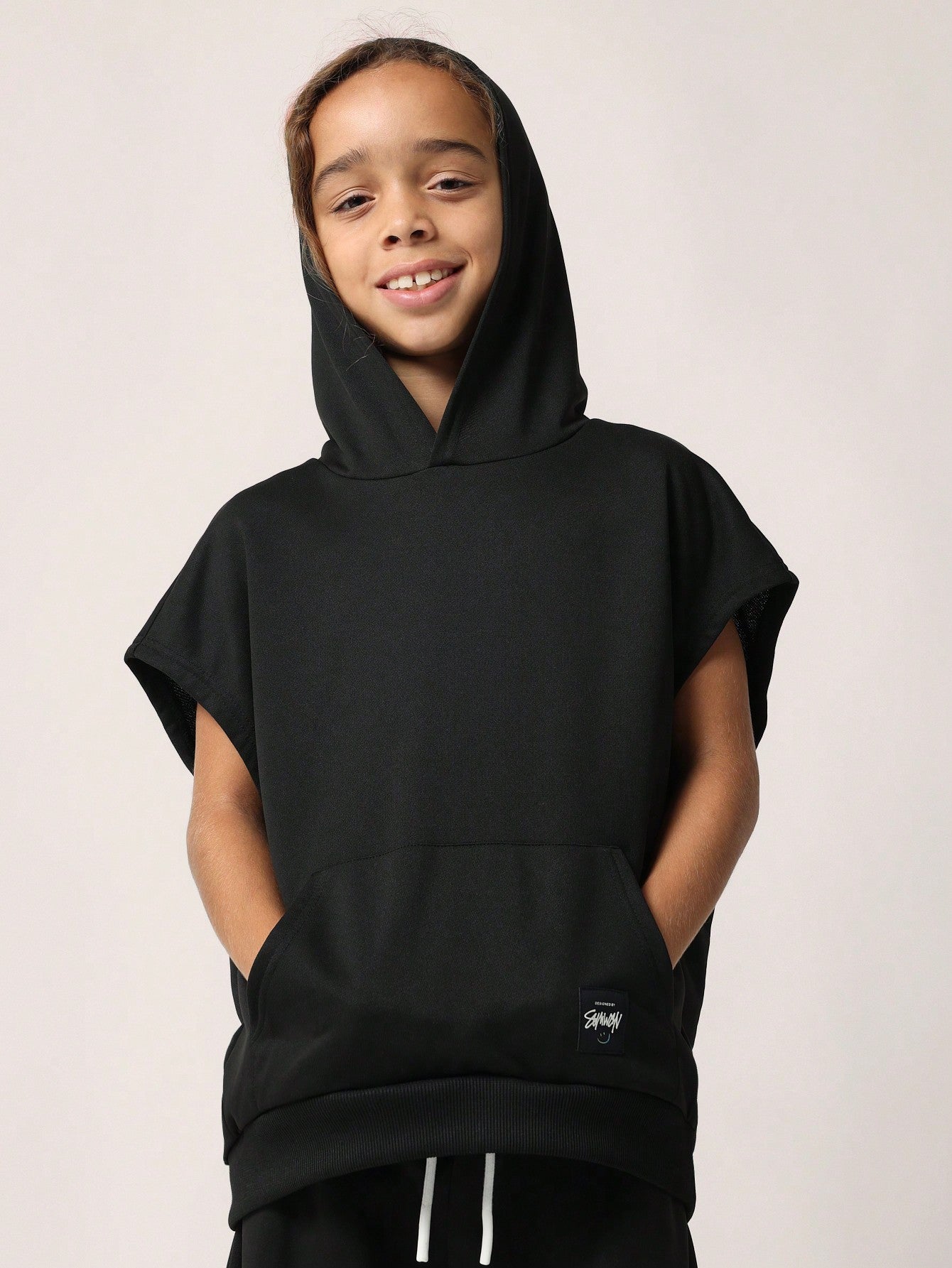 Tween Boys Everyday Boxy Sleeveless Essential Hoodie And Wide Leg Sweatpants 2 Piece Set