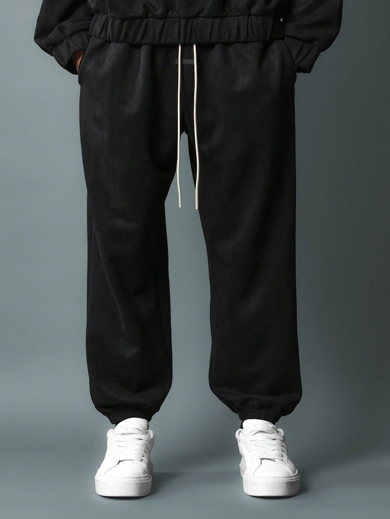 Oversized Fit Suedette Vintage Sweatshirt & Cuffed Jogger 2 Piece Set