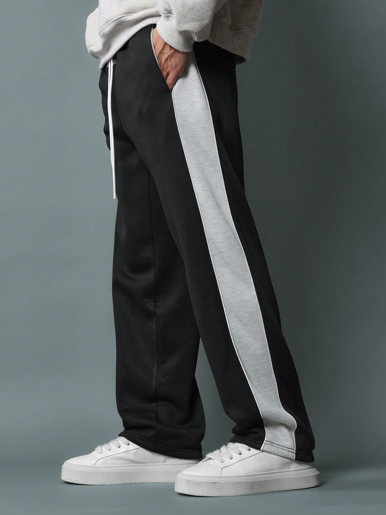 Straight Fit Colour Block Sweatpants With Piping