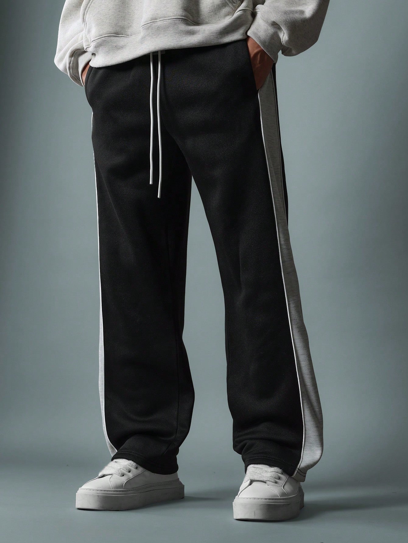 Straight Fit Colour Block Sweatpants With Piping