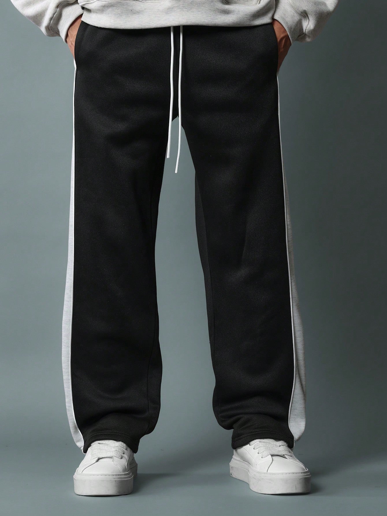 Straight Fit Colour Block Sweatpants With Piping