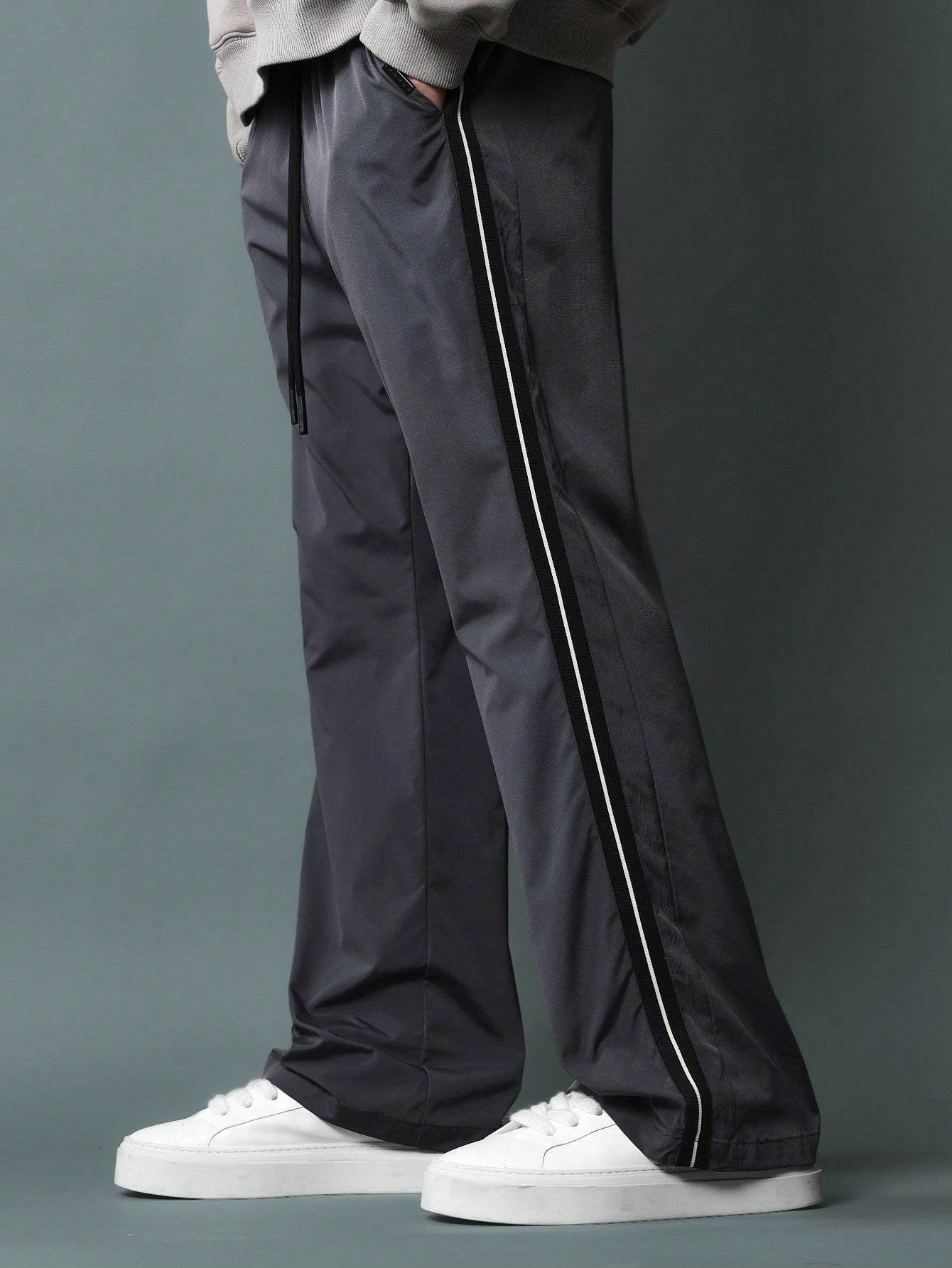 Flare Fit Nylon Pant With Tape Detail