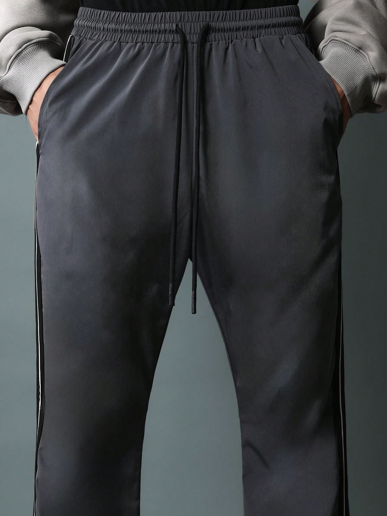 Flare Fit Nylon Pant With Tape Detail