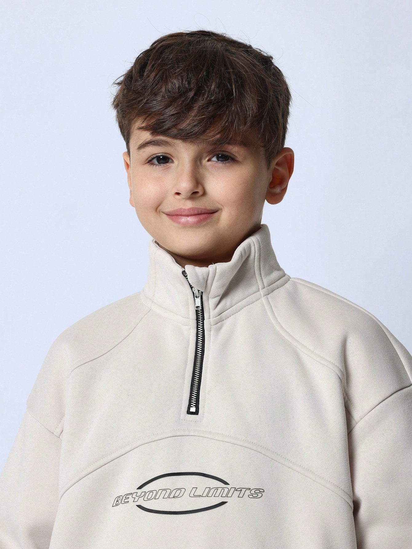 Tween Boys Comfy Raglan Half Zip Funnel Neck Sweatshirts With Graphic Print