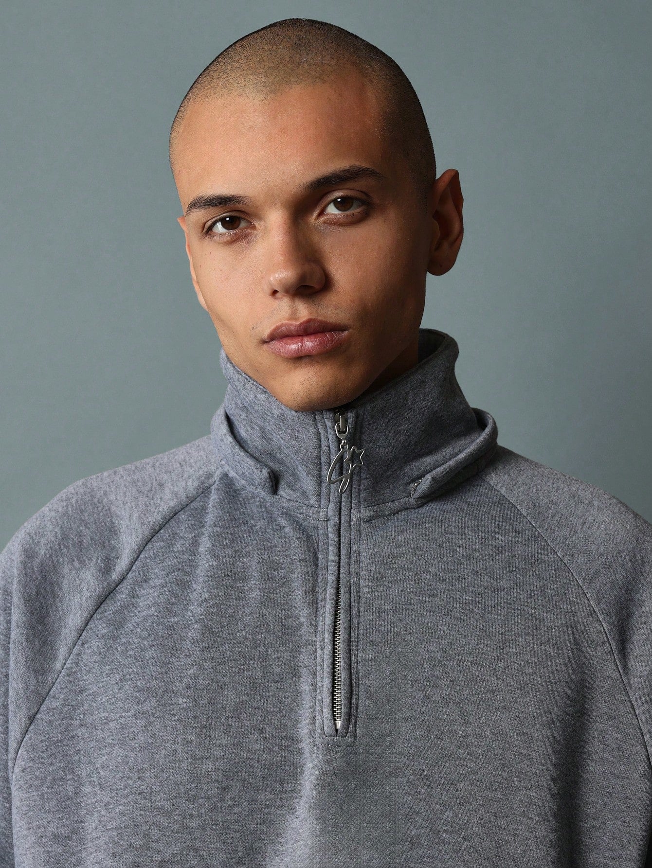 Regular Fit Overhead Funnel Neck Half Zip Hoodie