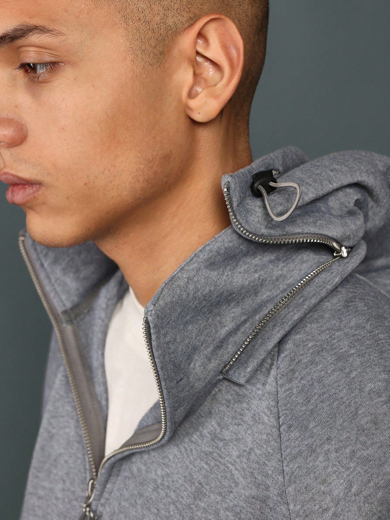 Regular Fit Overhead Funnel Neck Half Zip Hoodie