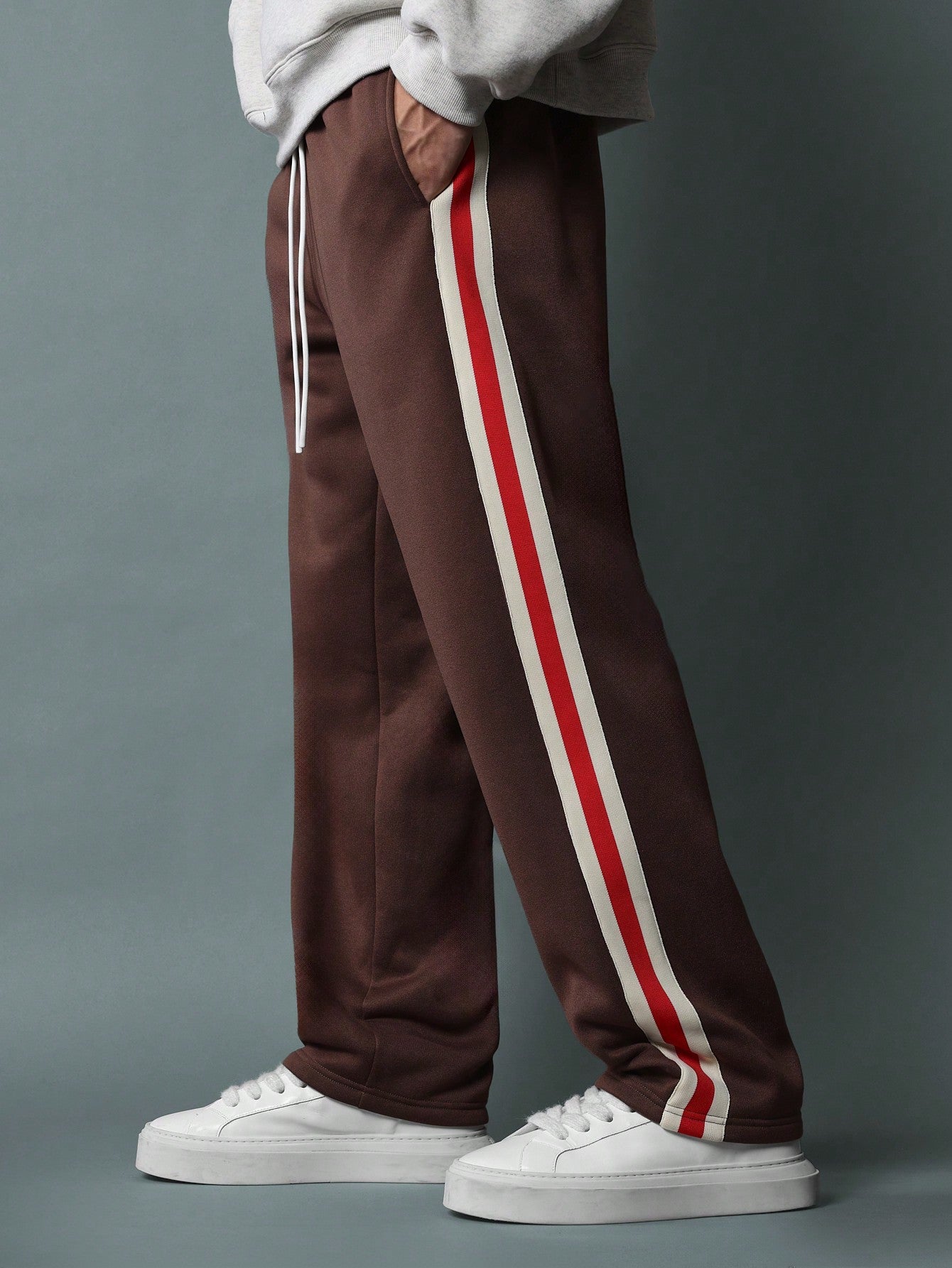 Drop Crotch Sweatpants With Colour Blocked Side Panels & Drawstrings