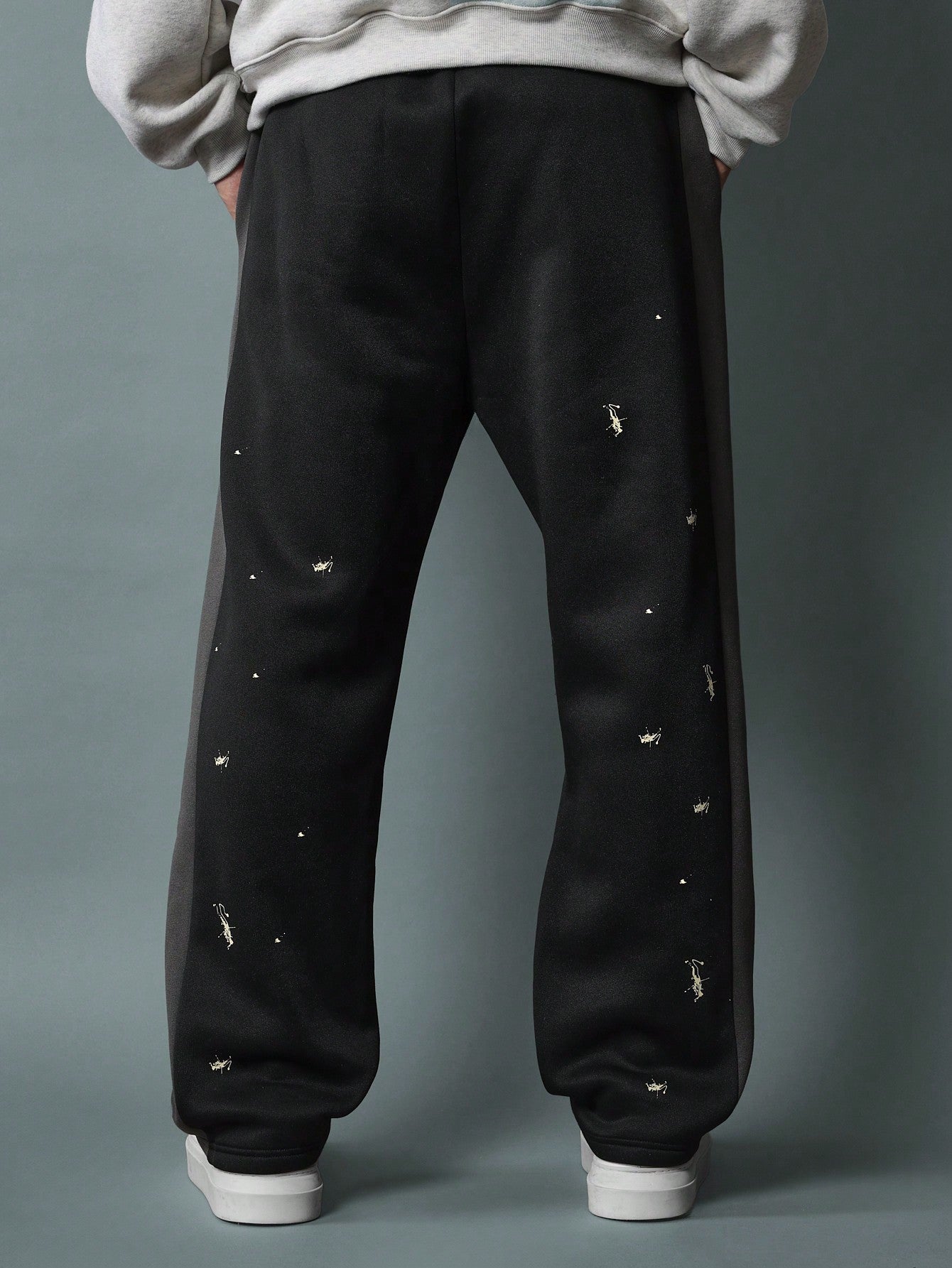 Straight Fit Colour Block Panel Sweatpants With Splatter Paint