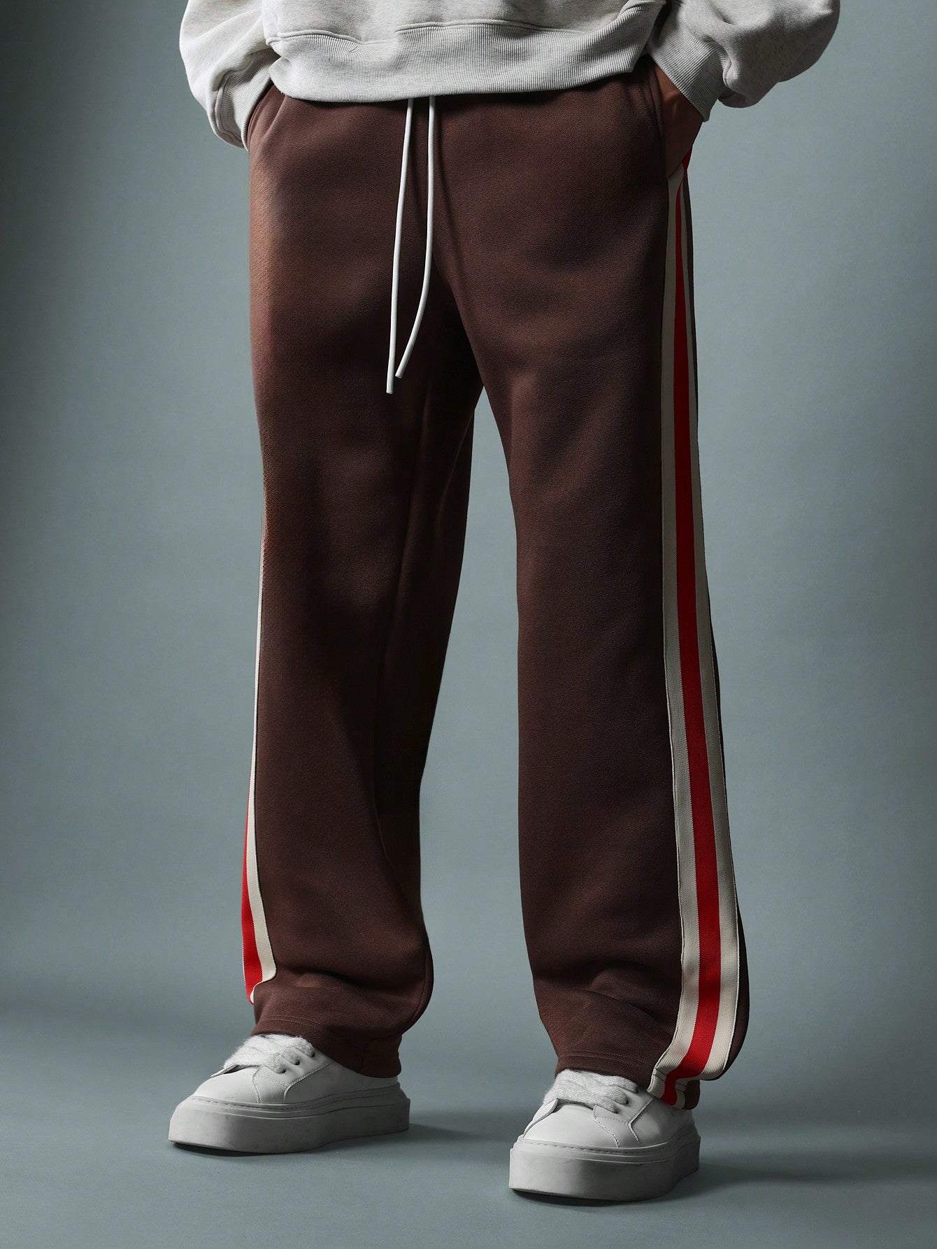 Drop Crotch Sweatpants With Colour Blocked Side Panels & Drawstrings