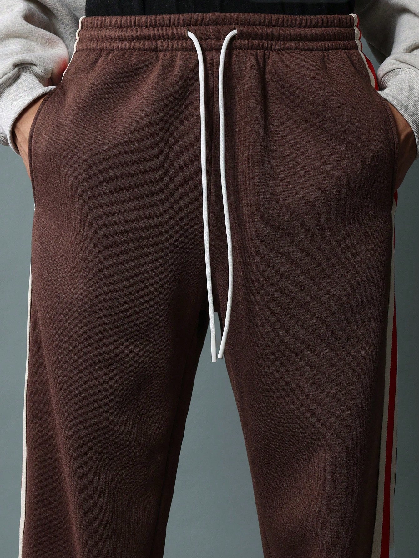 Drop Crotch Sweatpants With Colour Blocked Side Panels & Drawstrings