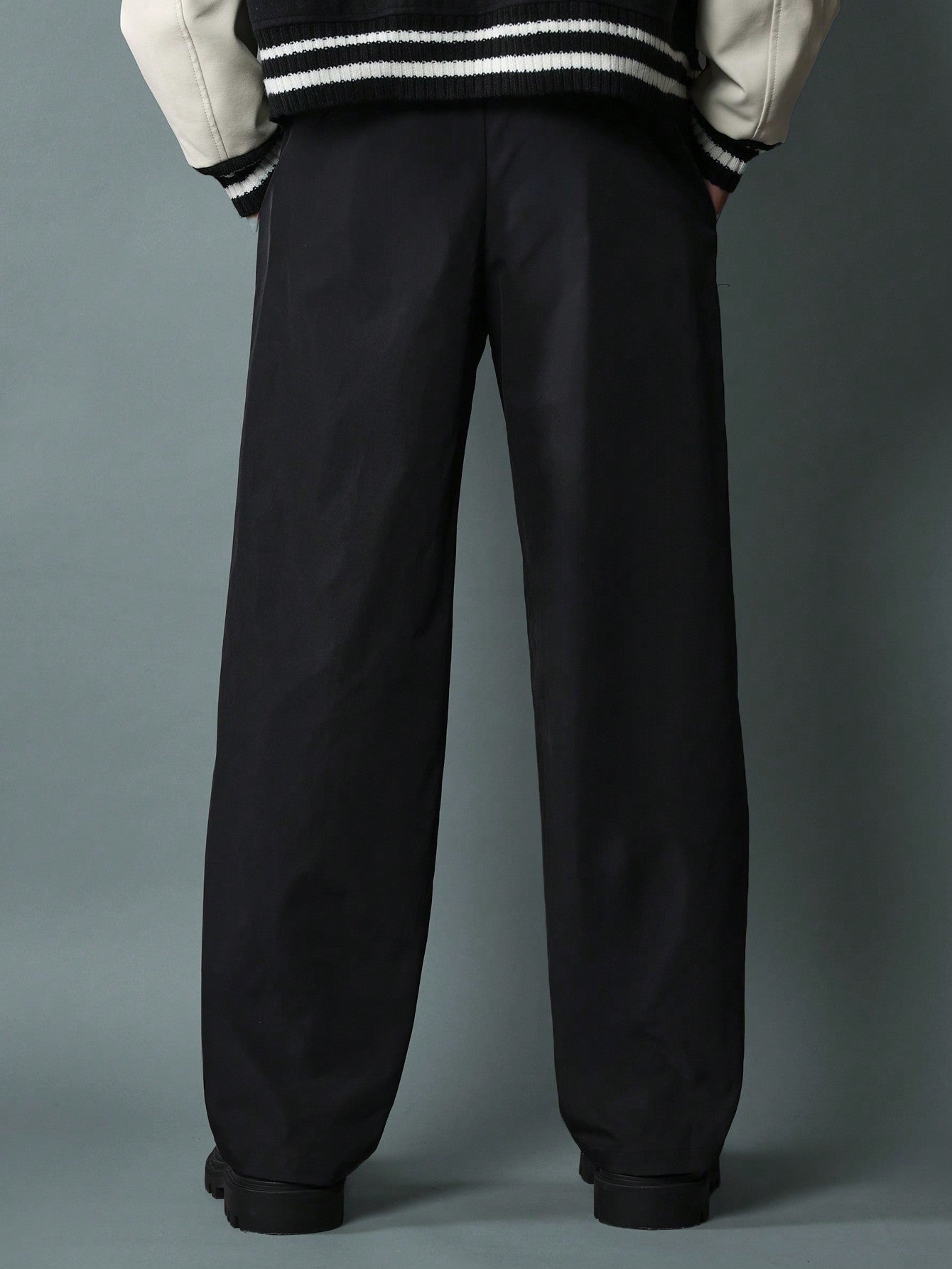 Straight Fit Nylon Pants With Pleats