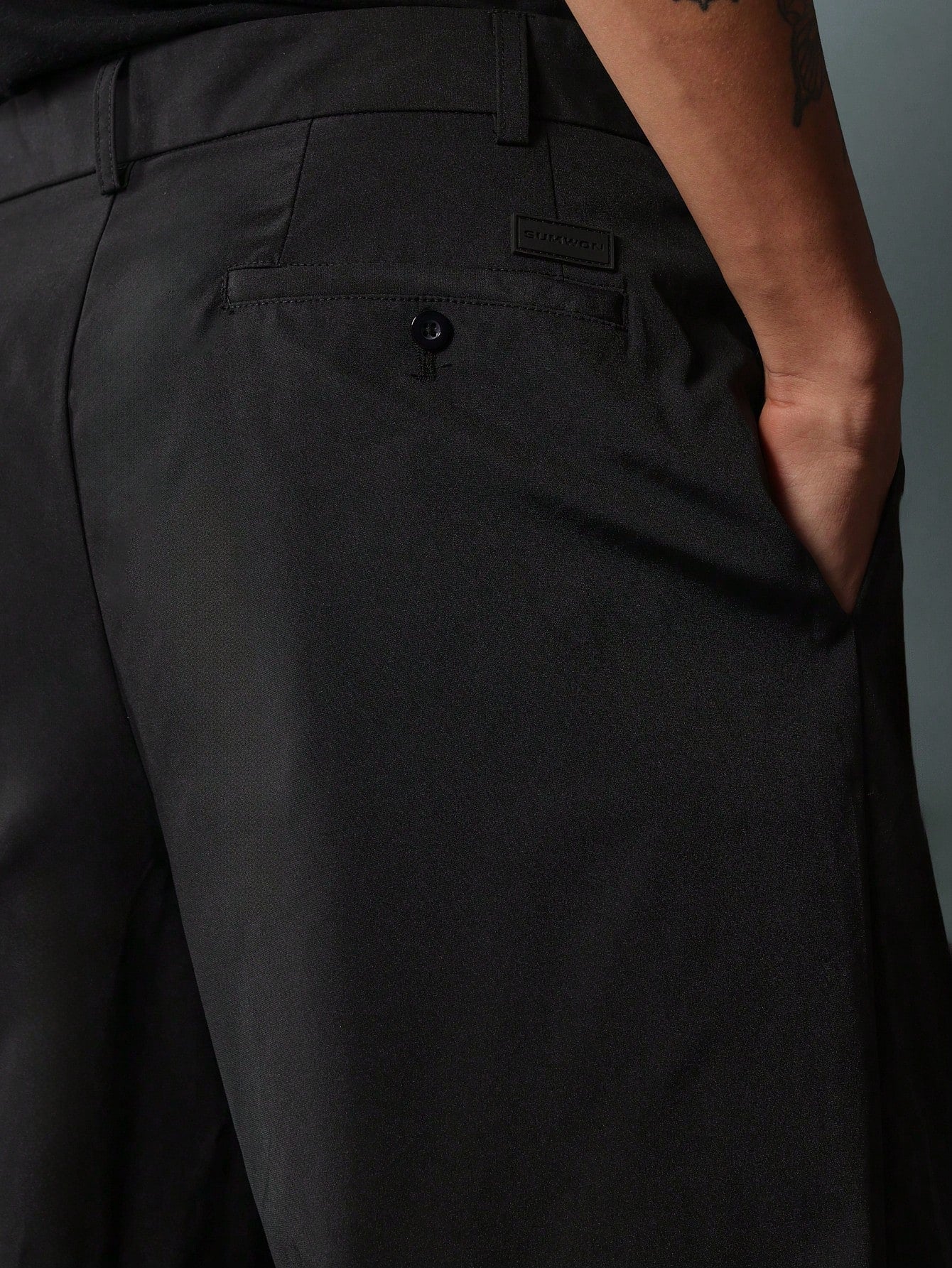 Straight Fit Nylon Pants With Pleats