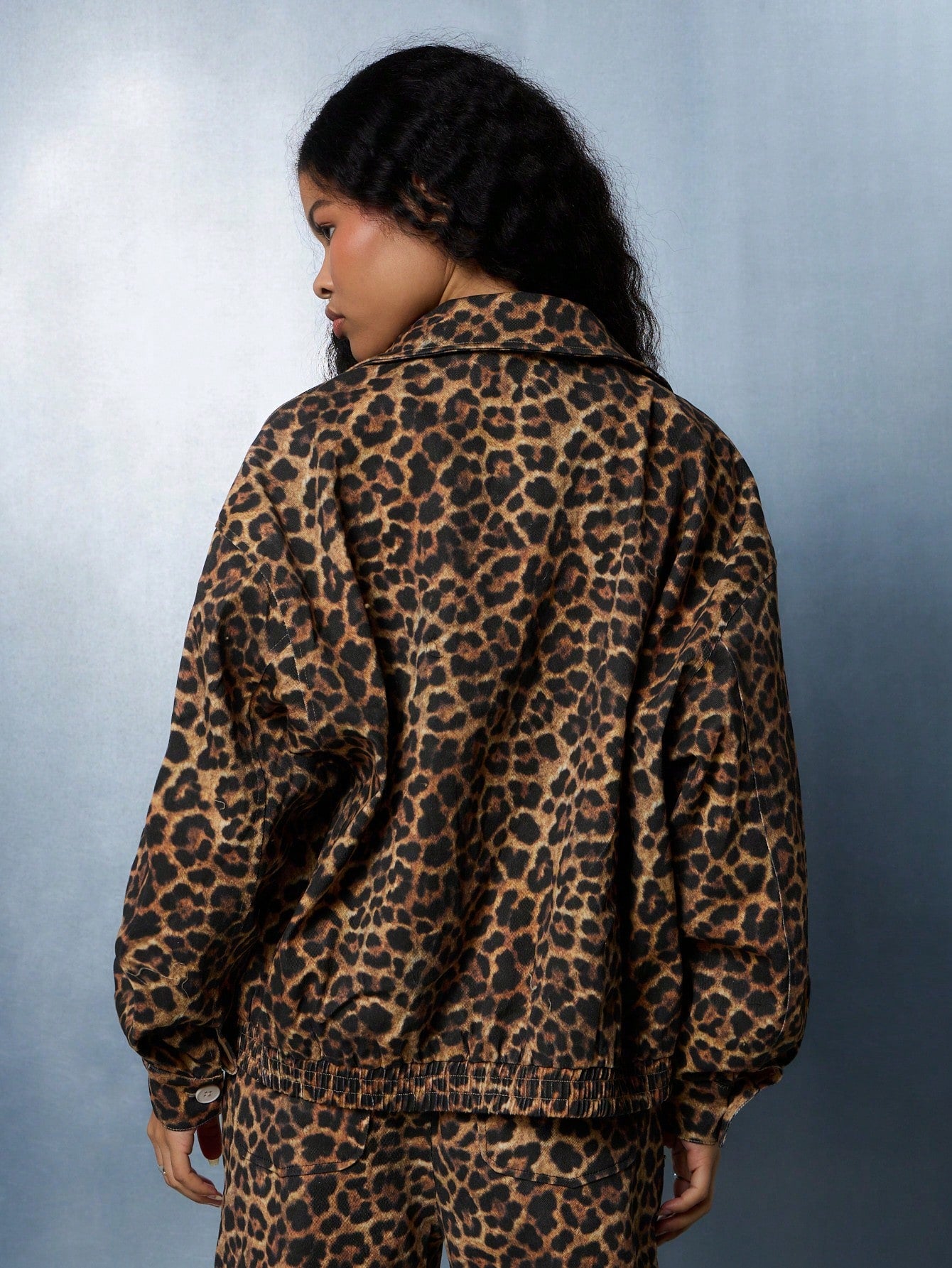 SUMWON WOMEN Leopard Print Twill Blouson Jacket