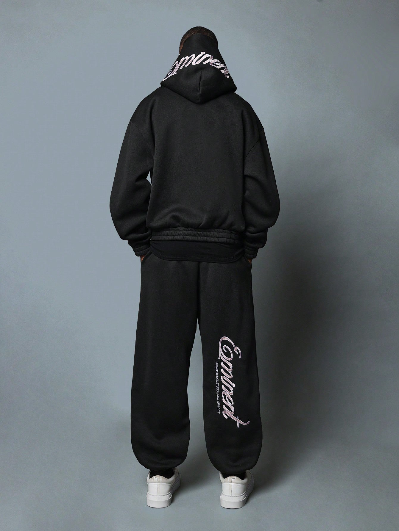 Regular Fit Overhead Hoodie And Jogger With Embroidery Pattern 2 Piece Set