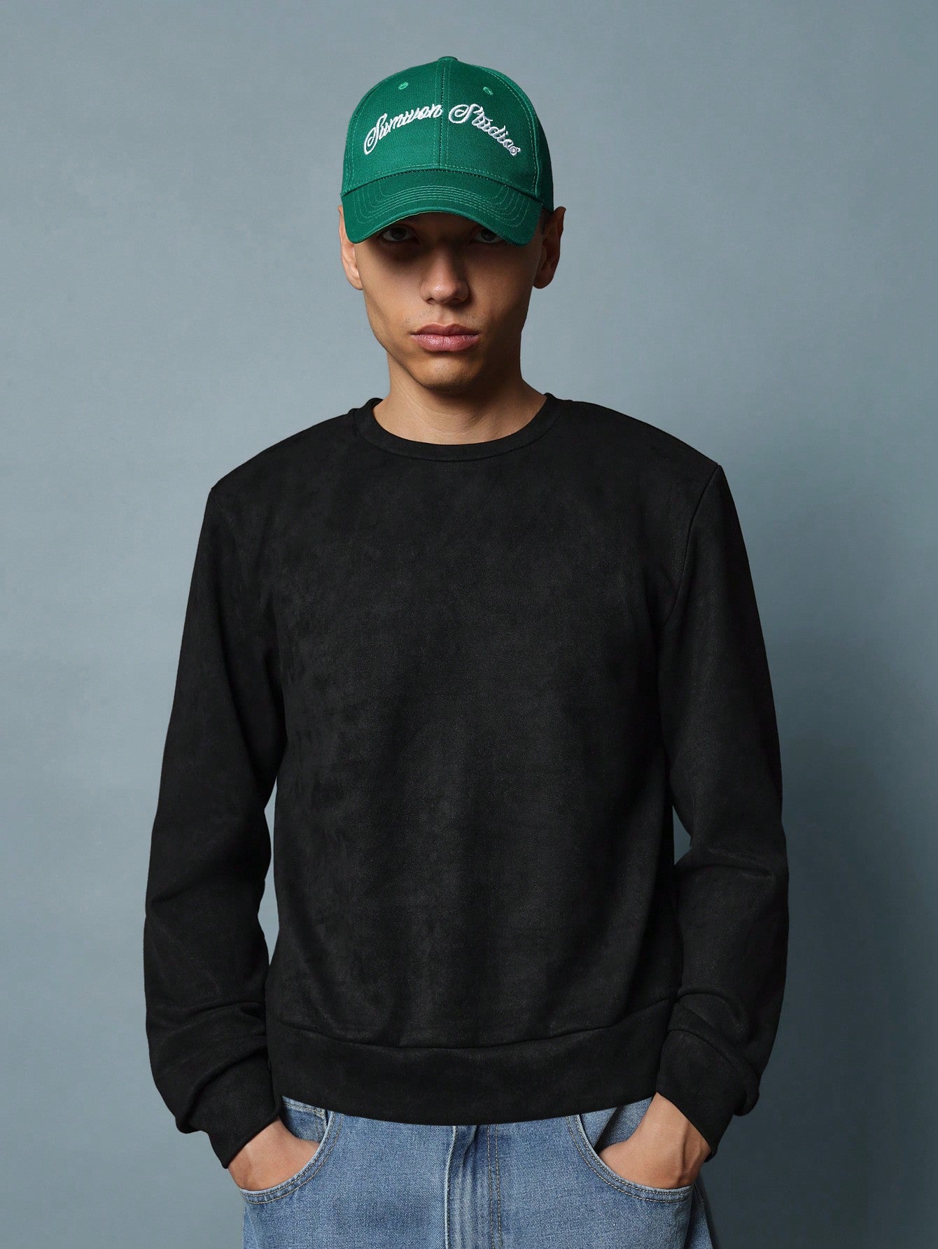 Regular Fit Suedette Shrunken Essential Sweatshirt