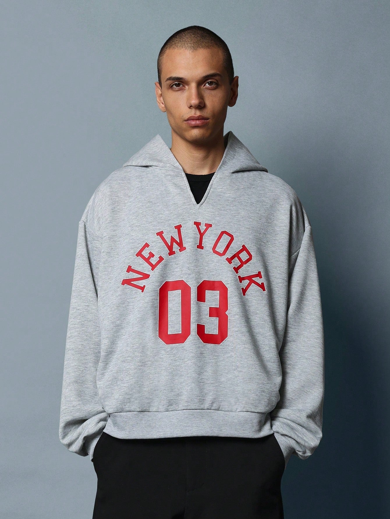 Oversized Fit Overhead Hoodie With New York Graphic Print