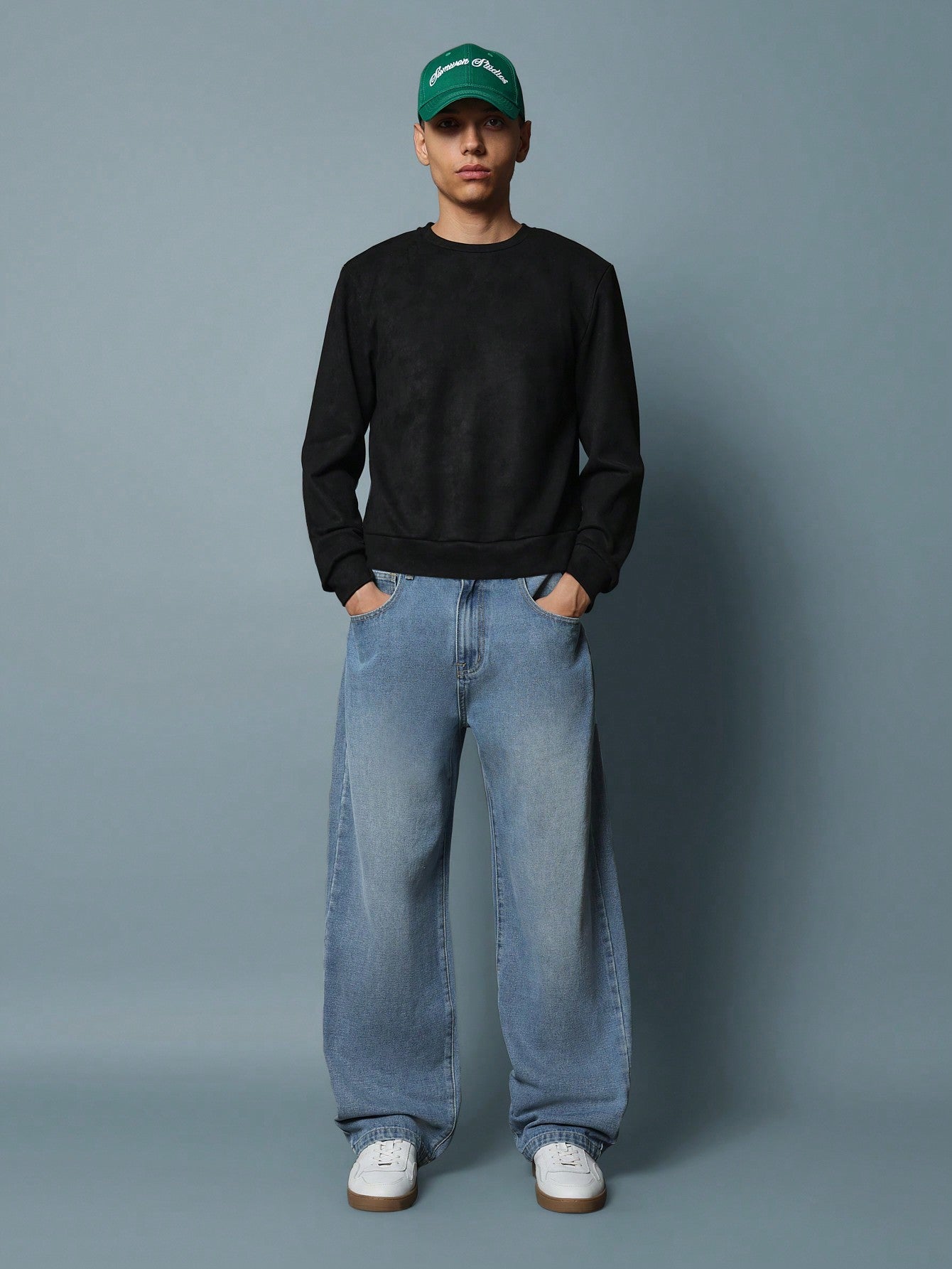 Regular Fit Suedette Shrunken Essential Sweatshirt