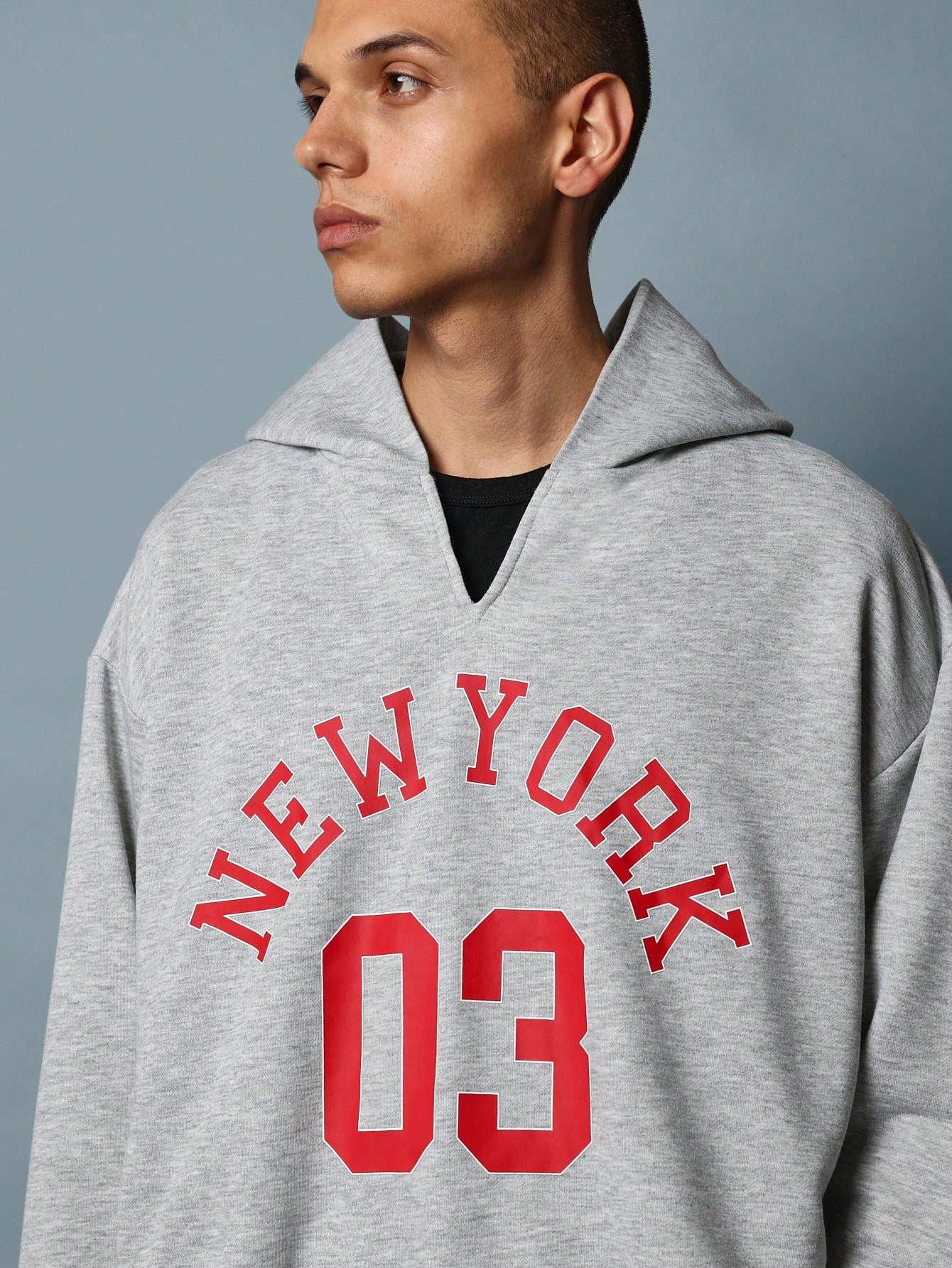 Oversized Fit Overhead Hoodie With New York Graphic Print