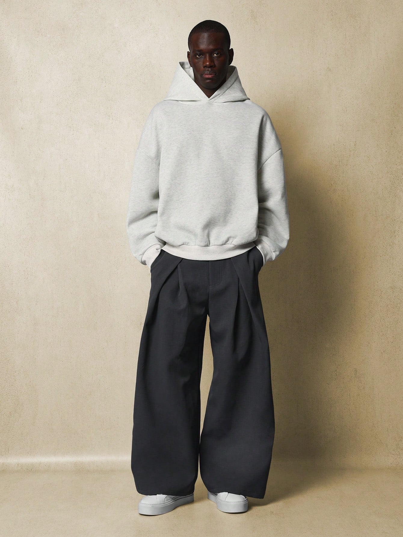 Oversized Marl Overhead Hoodie With Side Entry Pockets