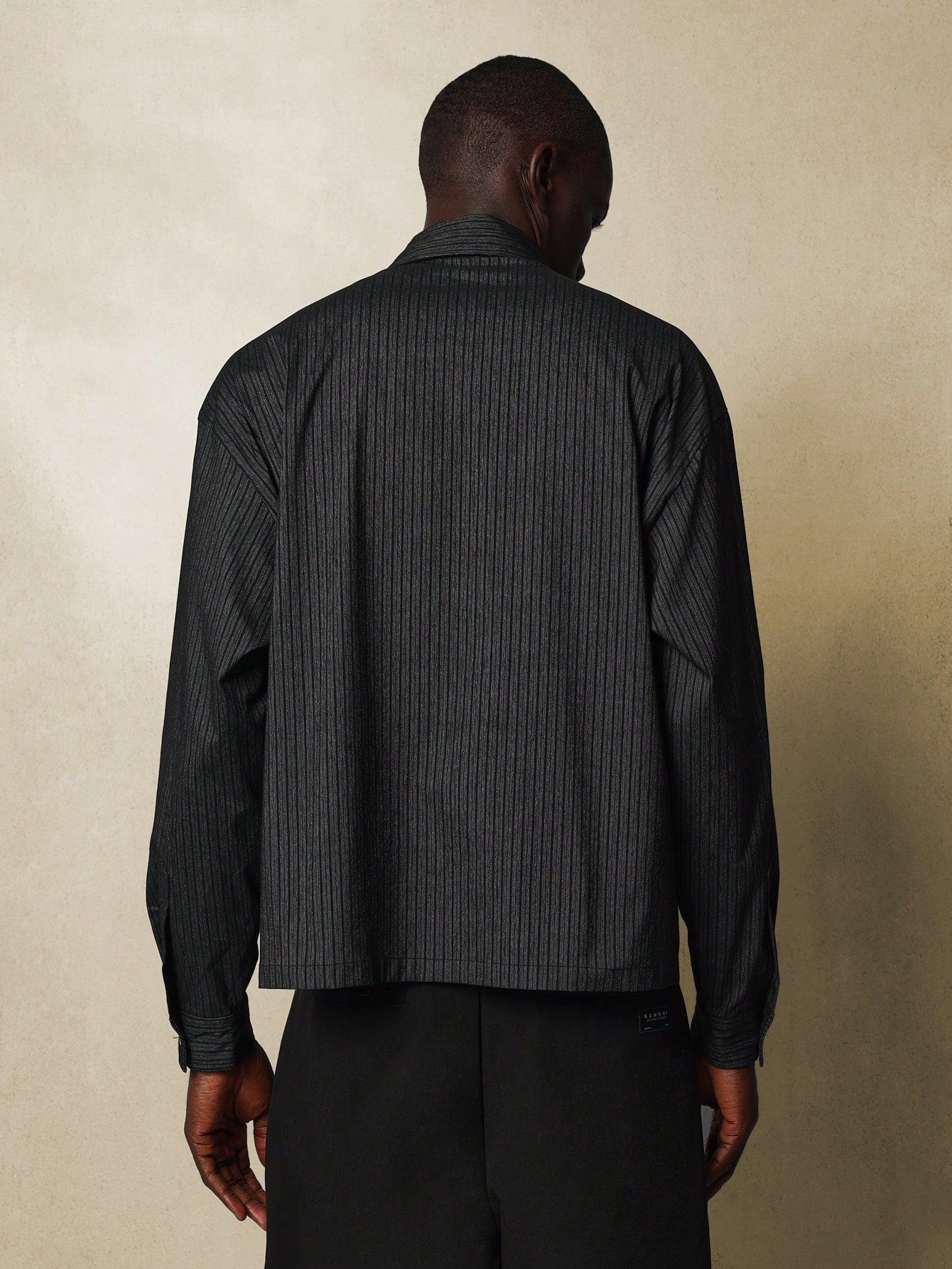 Regular Fit Pinstripe Half Zip Long Sleeve Shirt