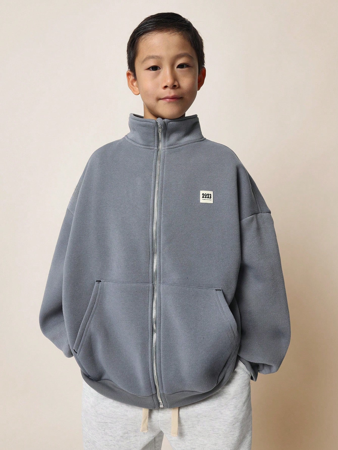 Tween Boys Comfy Regular Fit Zip-Up Funnel Neck Sweatshirt