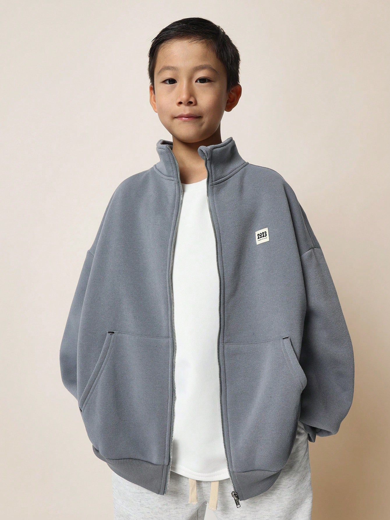 Tween Boys Comfy Regular Fit Zip-Up Funnel Neck Sweatshirt