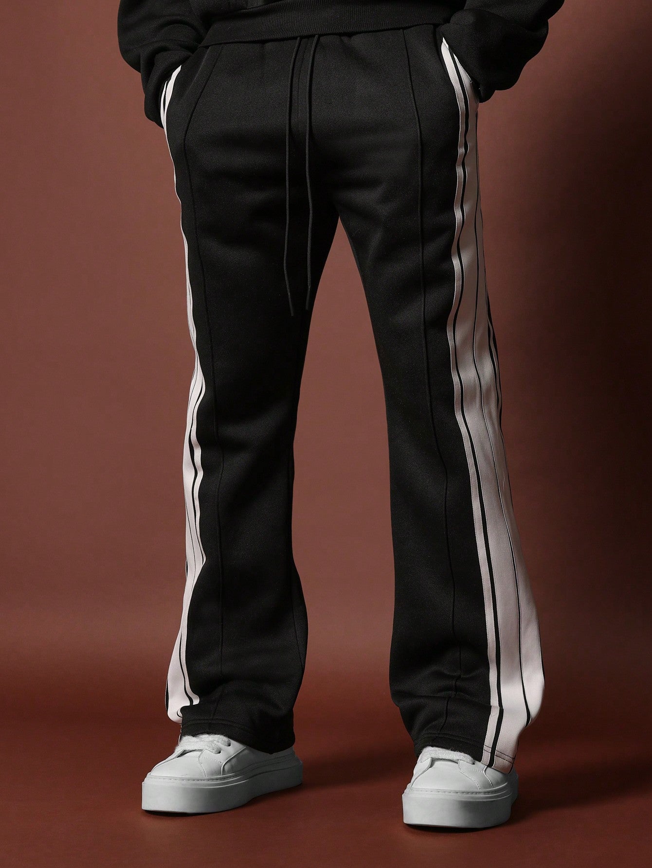 Flare Fit Side Tape Panel Sweatpants With Drawcords