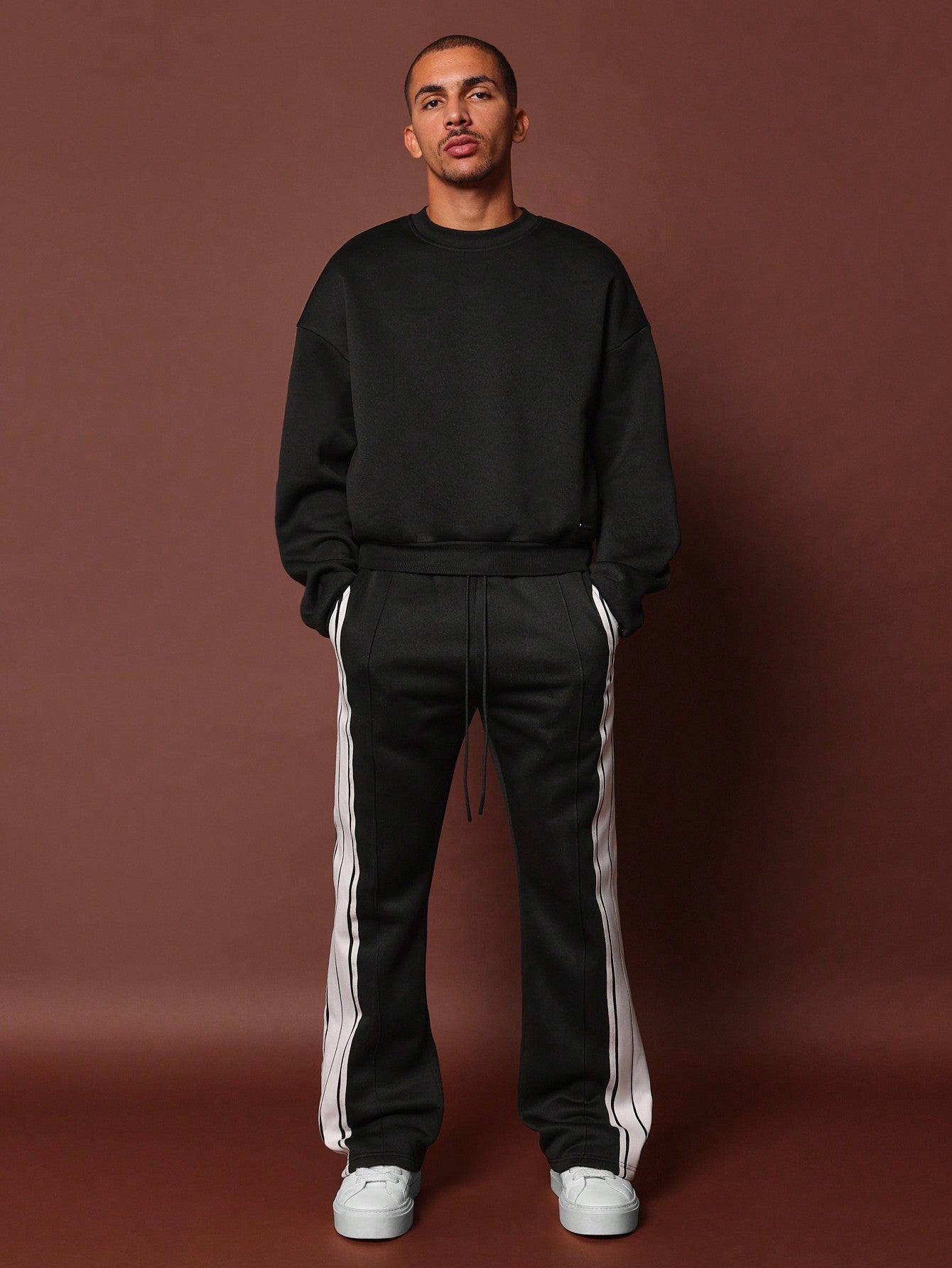 Flare Fit Side Tape Panel Sweatpants With Drawcords