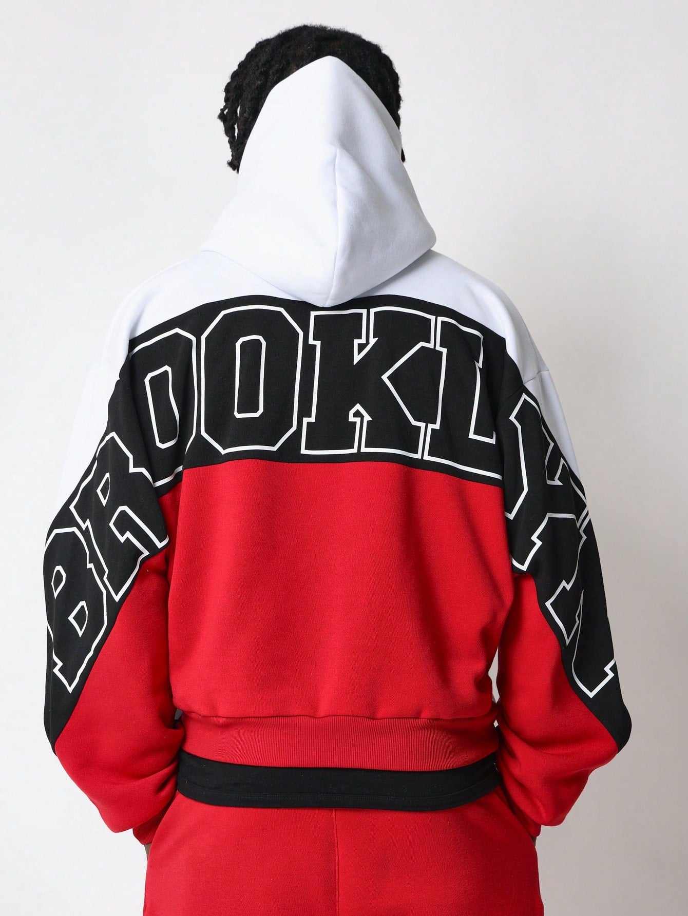 Oversized Fit Overhead Colour Blocked Hoodie With Graphic Print