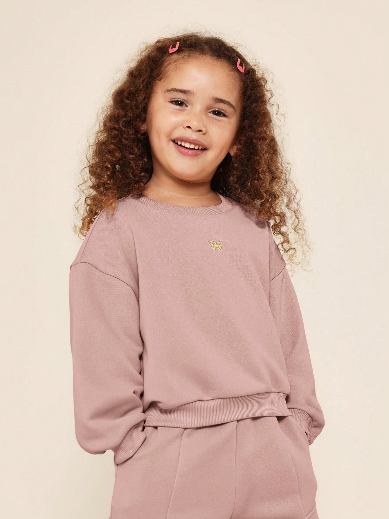 Young Girls Everyday Play Crew Neck Sweatshirt And Cargo Jogger 2 Piece Set With Butterfly Graphic Print