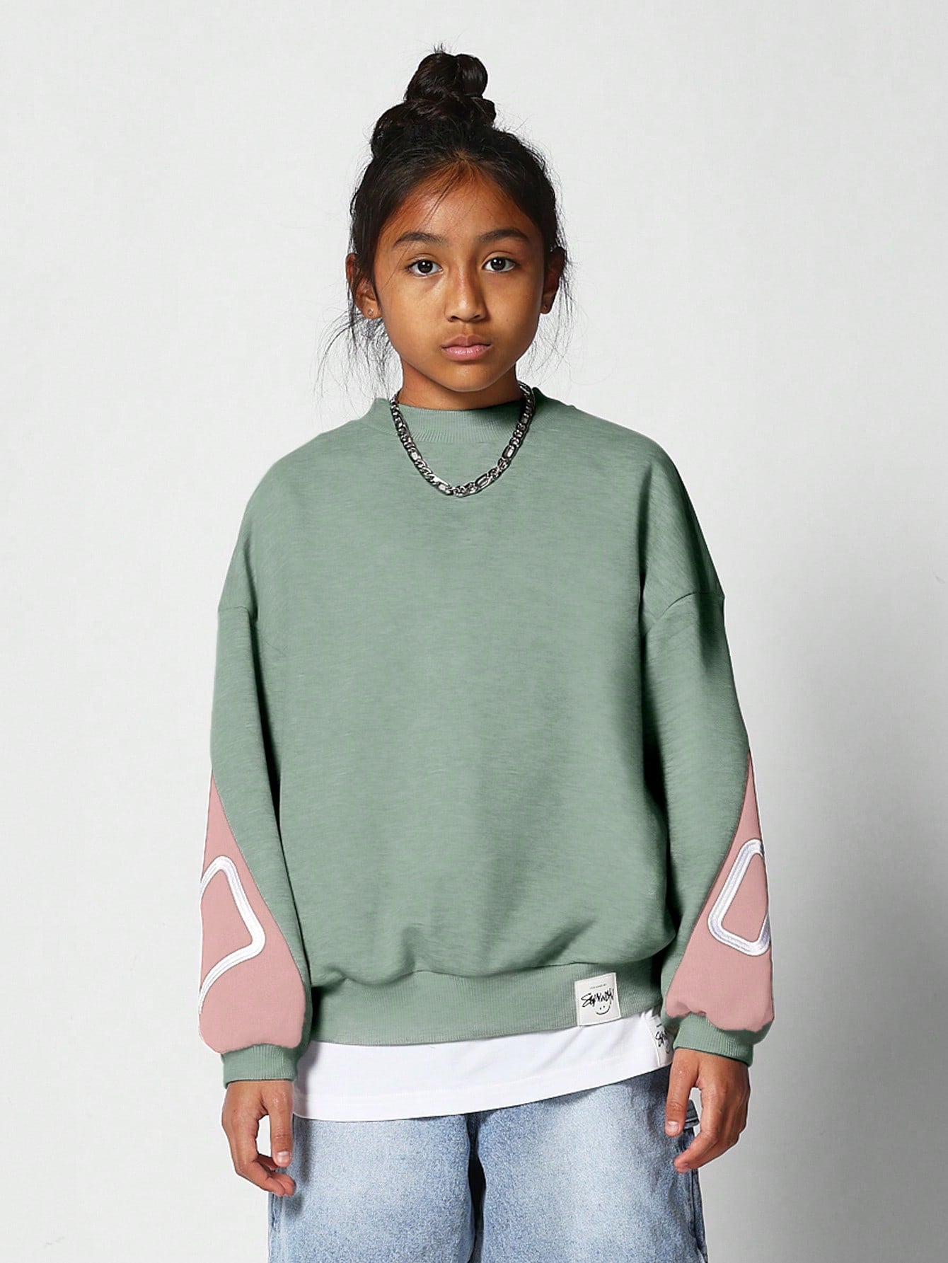 Kids Unisex Crew Neck Colour Block Sweatshirt