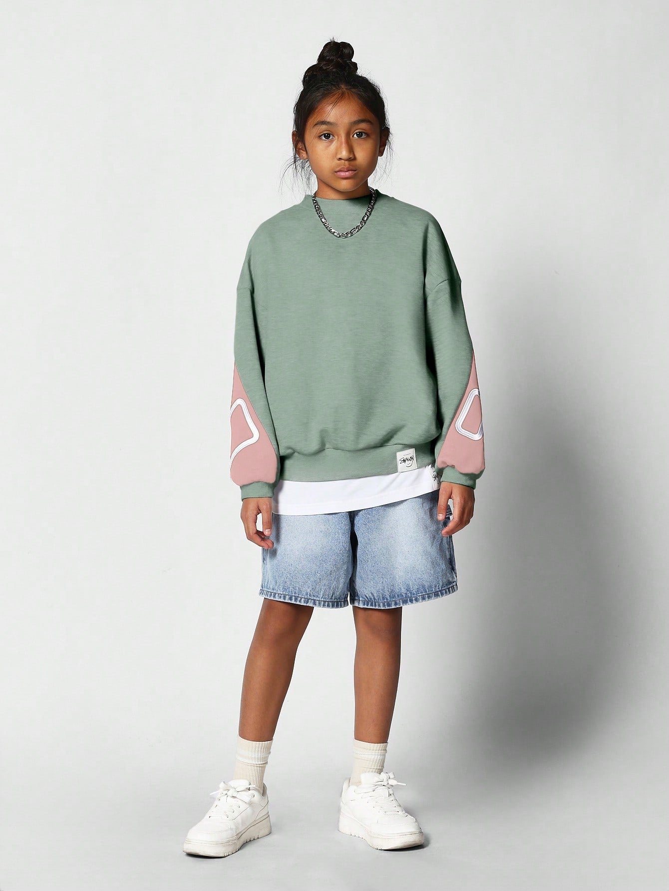 Kids Unisex Crew Neck Colour Block Sweatshirt