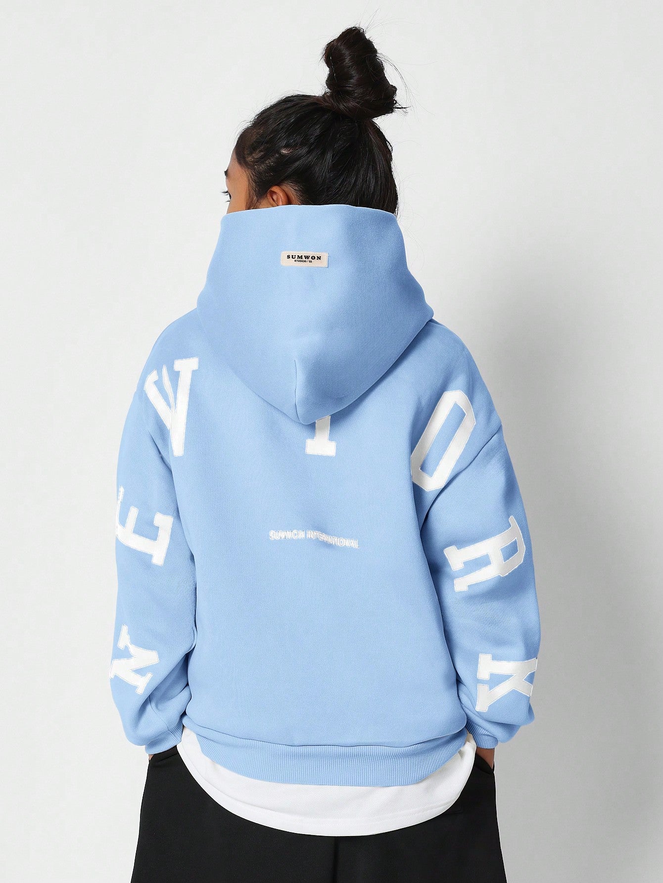 Tween Girls Overhead Hoodie With Immense New York Graphic Print