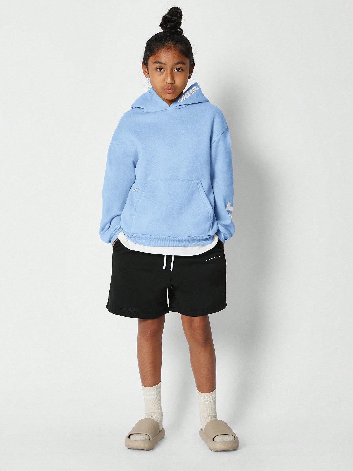 Tween Girls Overhead Hoodie With Immense New York Graphic Print