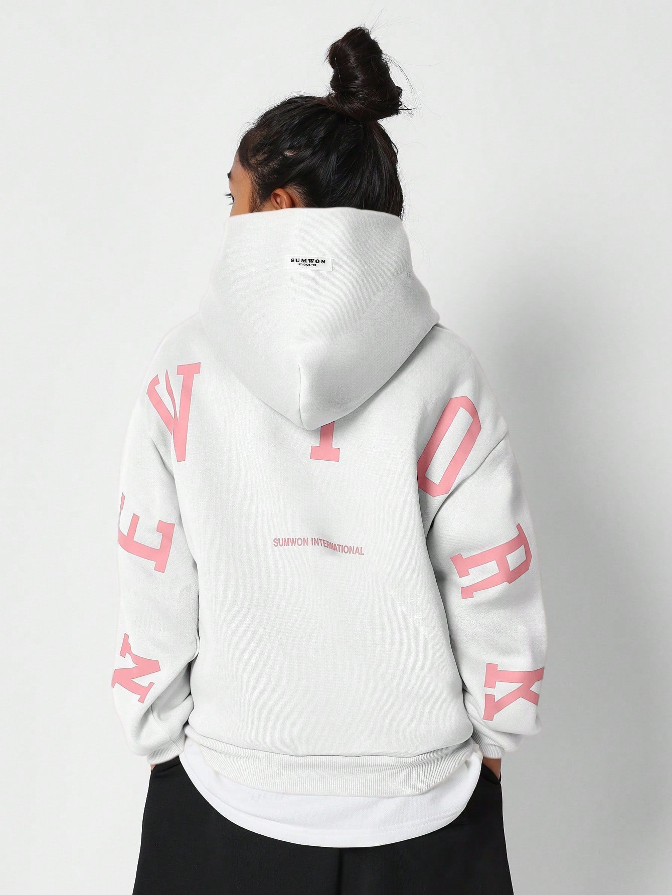 Tween Girls Overhead Hoodie With Immense New York Graphic Print